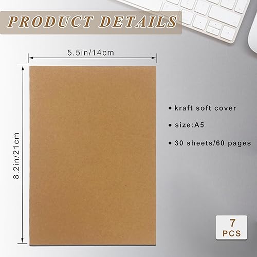 Miniatura 2 de Homjoy 7 Pack Kraft Paper Notebook Journals A5 Journal Softcover Ruled Lined Journals Notebooks Bulk for Kids Student Writing Sketch Travel Journal