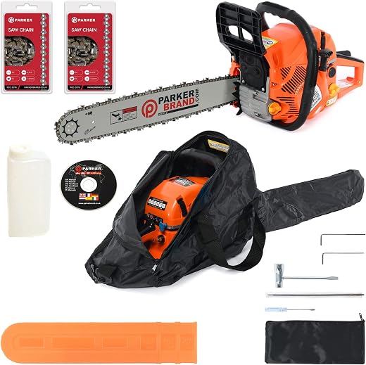 50CM/20" MOTOSIERRA A GASOLINA 58CC + 2 CADENA - FUNDA PARA TRANSPORTE GRATIS - FUNDA HOJA - KIT DE HERRAMIENTAS