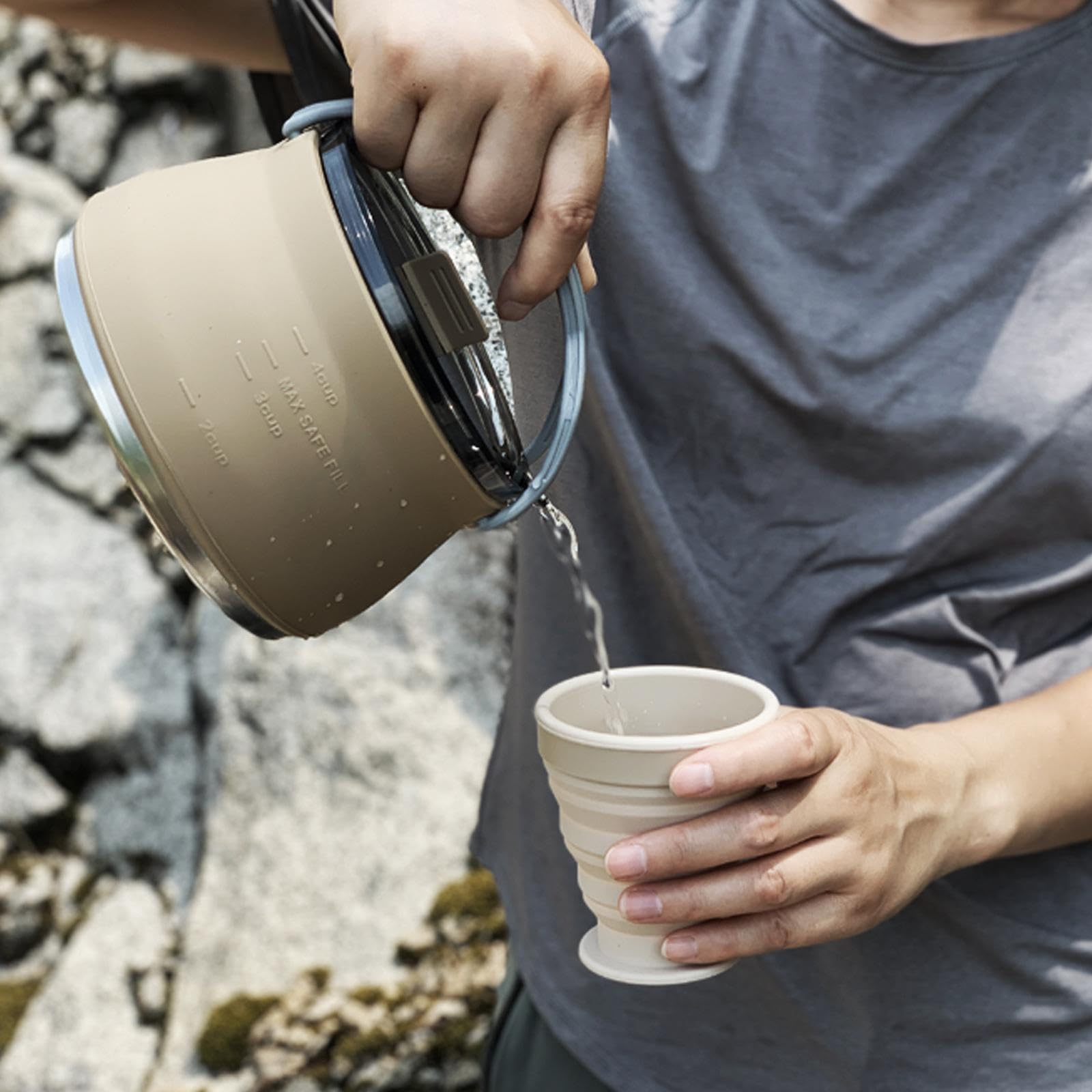 Hervidor de Camping Plegable, Cafetera, Tetera Portátil para Hervir Agua, Calentador de Agua para Pesca Al Aire Libre Y Suministros de Viaje.