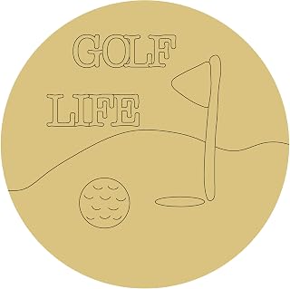 Circle Golf Design by Lines Cutout Unfinished Wood Golfing Sports Everyday Door Hanger MDF Shape Canvas Style 1 Art 1 (12")