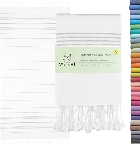 WETCAT Toalla de playa turca de gran tamaño (38 x 71 pulgadas), 100% algodón turco, fabricada en Turquía, sin arena, extragrande, ultrasuave, de