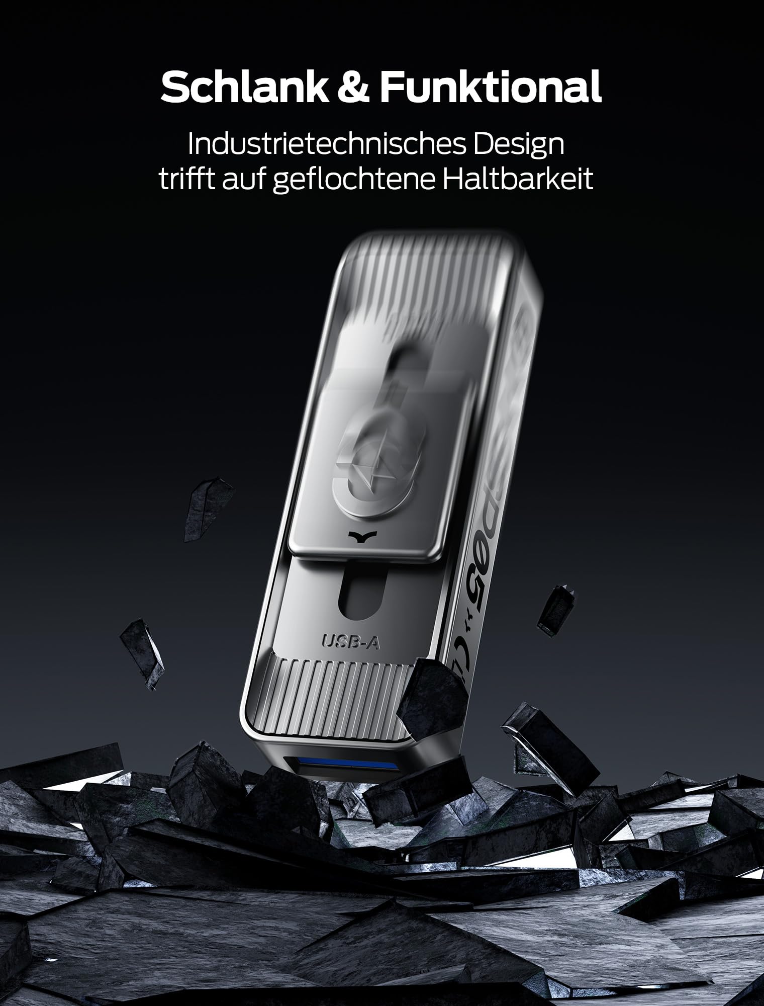 MOVE SPEED Externe SSD 128GB, Externe Festplatte mit bis zu 560MB/s Lesegeschwindigkeit, SSD Extern mit Dual-Ports & Push-Pull Design, Typ-C + USB 3.2 Portable SSD für iPhone 17/16/15/Android/Mac