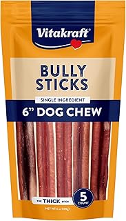 Vitakraft Dog Bully Sticks, 6 Inch, Thick