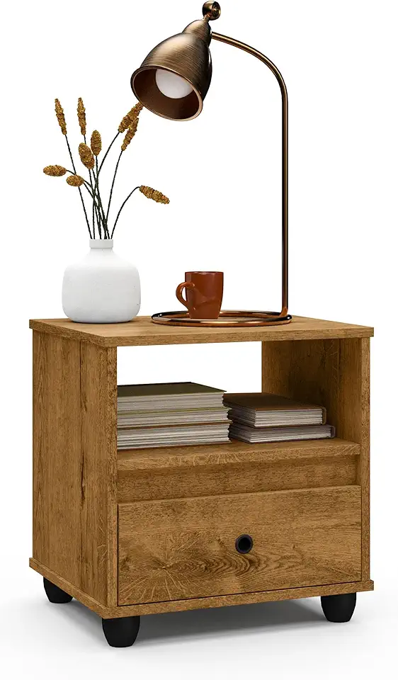 Mesa De Cabeceira Mudo Box Retro Com Gaveta Quarto Cama (Freijó)