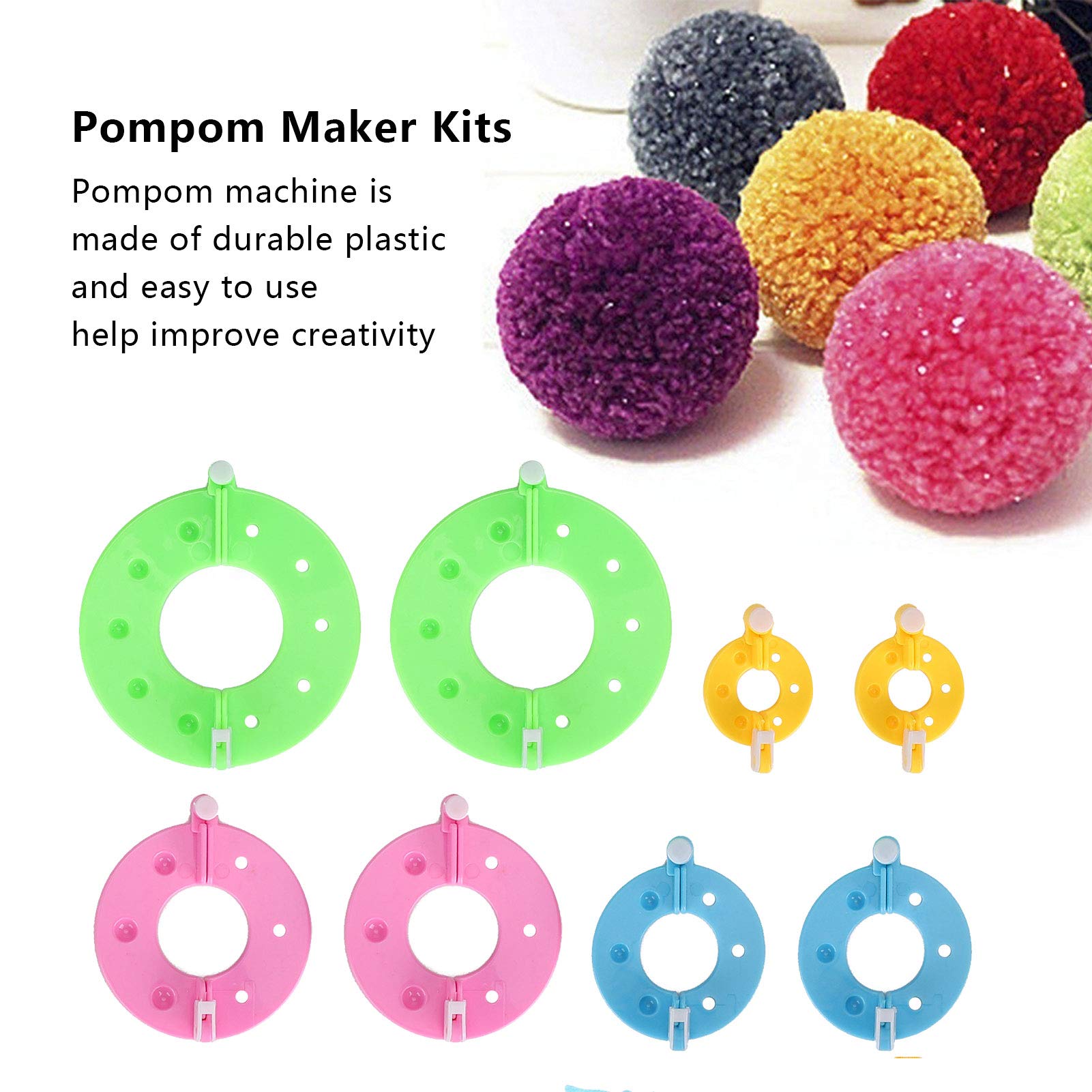 Pompom Maker Kits Fluff Ball Weaver DIY 24 Farben Wollgarn Stricken Handwerk Geschenke