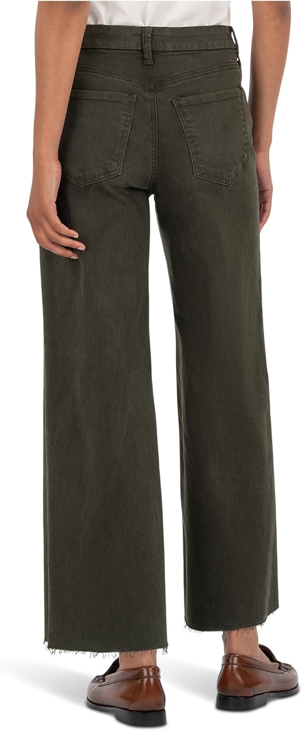 KUT from the Kloth Meg High-Rise Fab Ab Wide Leg Raw Hem in Sherwood Forest - Image 2
