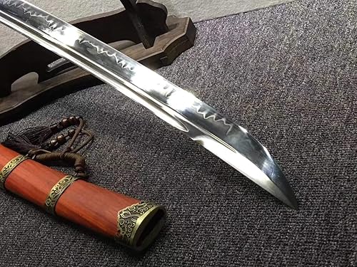 Miniatura 7 de Espada de Lin, espada ancha, hoja de quemadura de acero de alto carbono, secoya, aleación