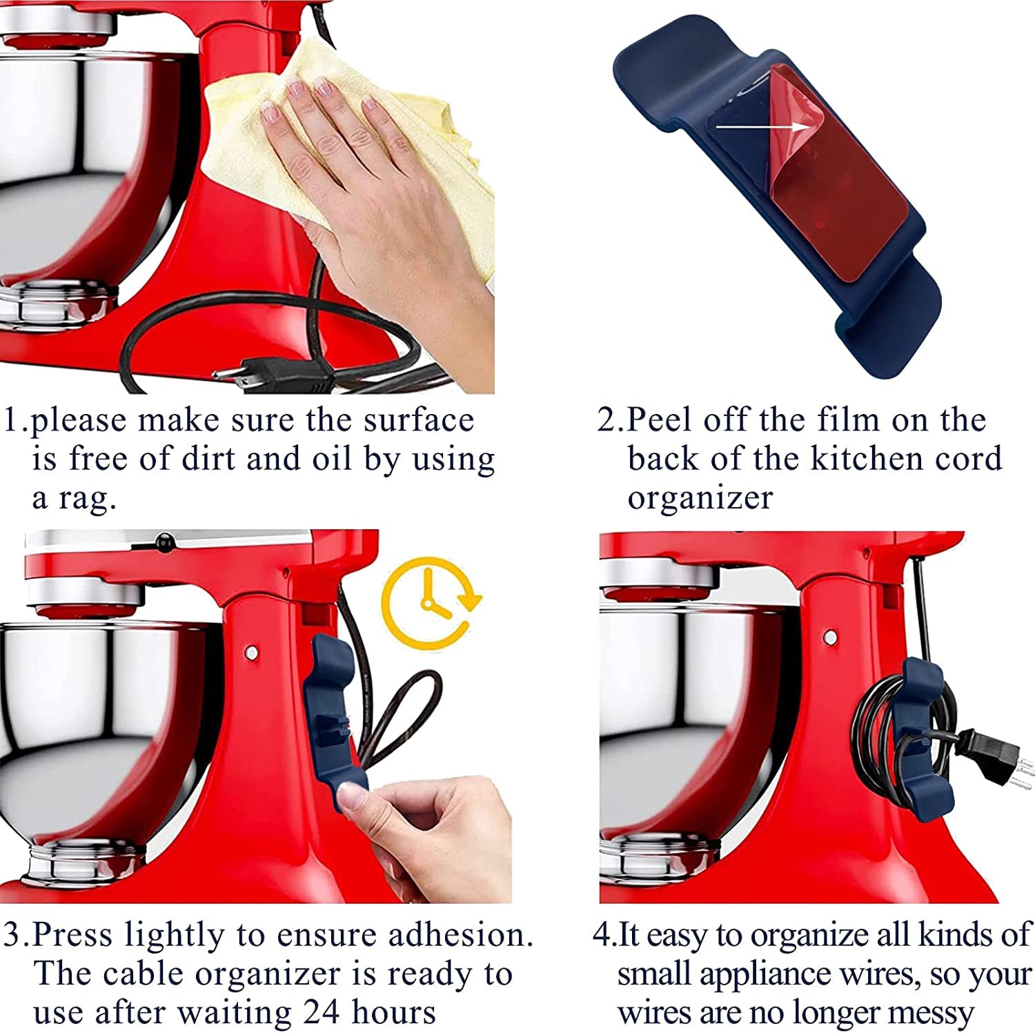 6 Pièces Organisateur De Câbles Silicone – Enrouleur Adhésif Pour Appareils Électroménagers, Cuisine, Bureau – Support Cordon Antidérapant