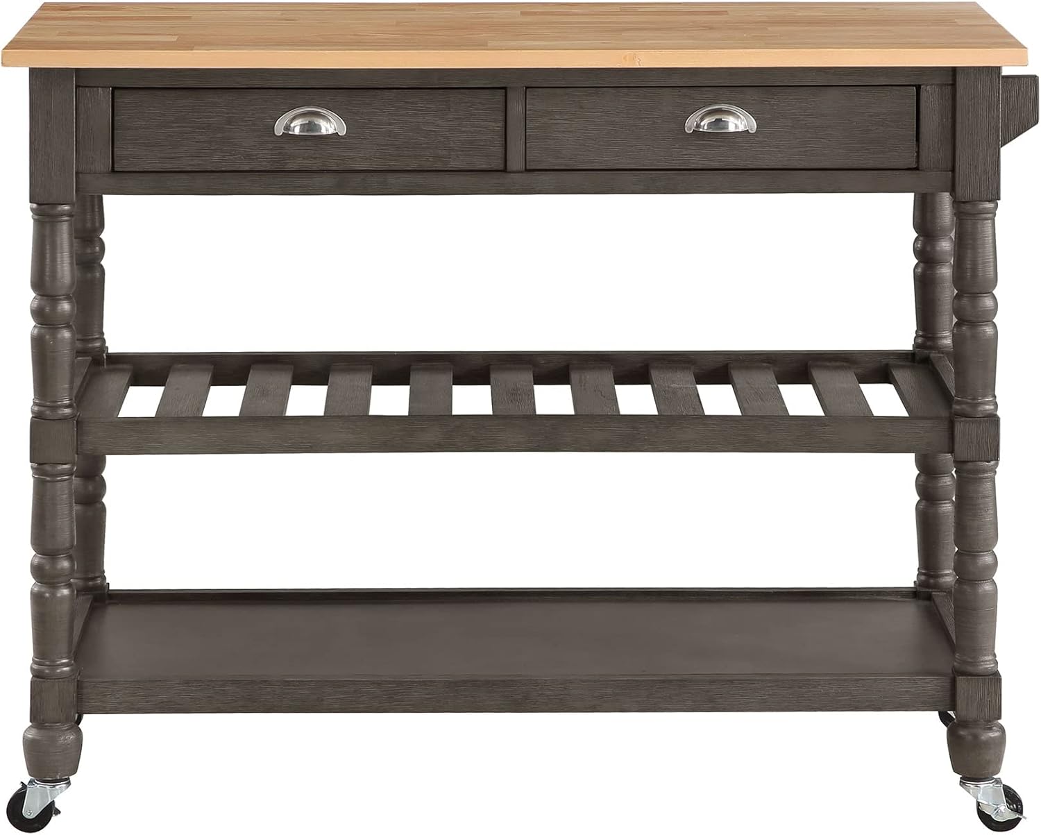 Classic Butcher Block Kitchen Cart with Wine Storage and Drawers