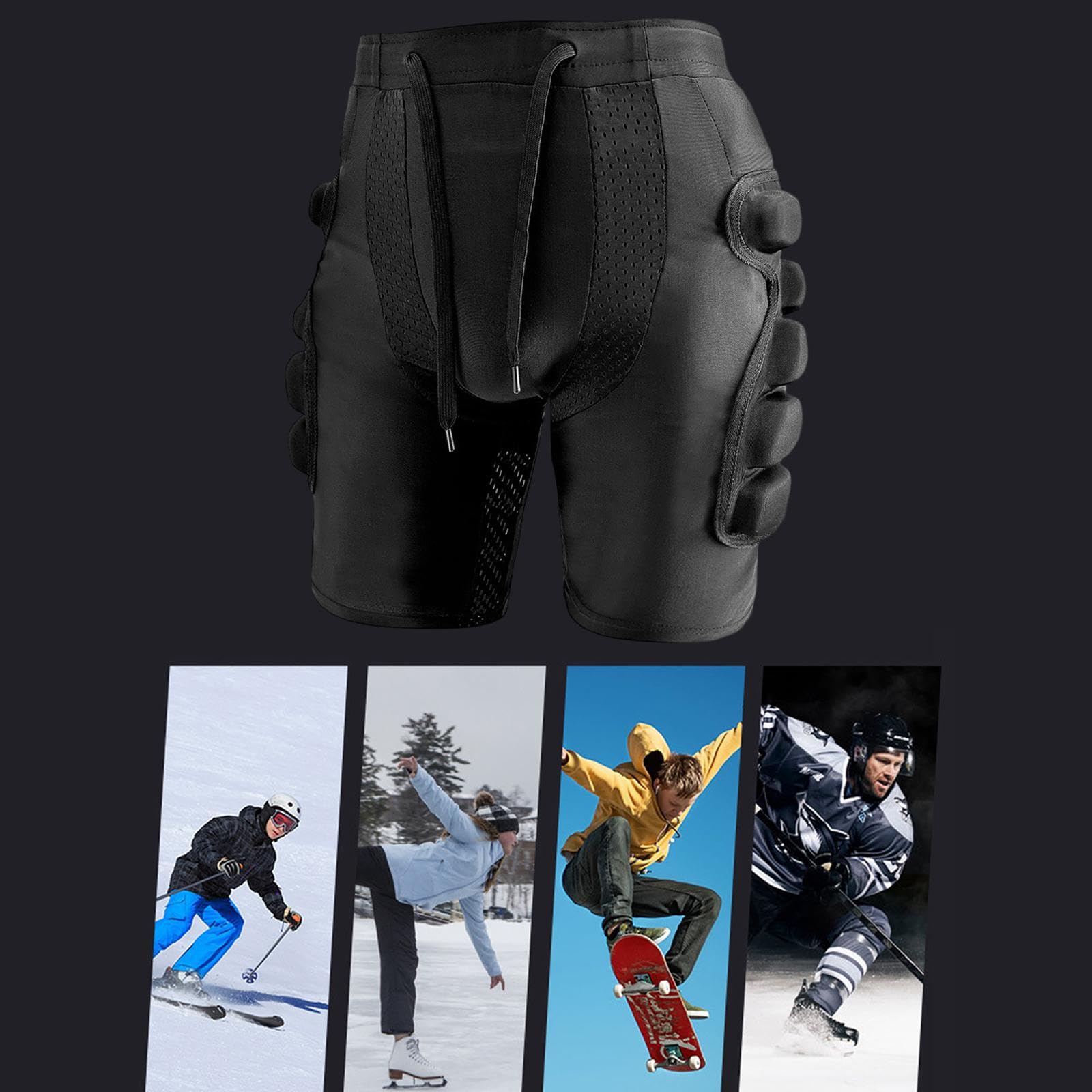 Générique Padded Shorts de Protection pour Homme avec Coussinets EVA Absorbant Les Chocs Taille Ajustable Matériau Respirant Adaptés à La Pratique du Vélo du SK, M