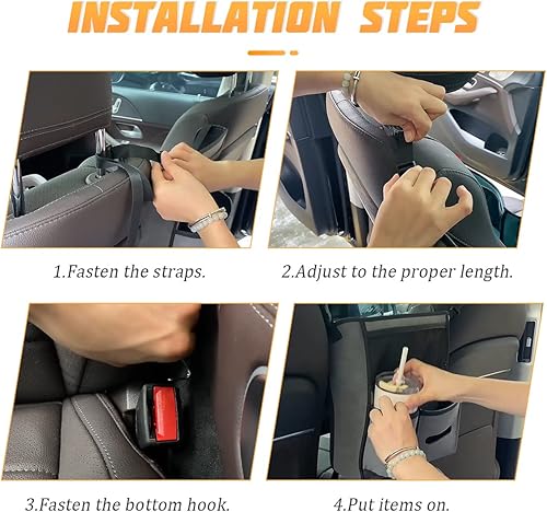 Miniatura 5 de AICEL Soporte de Bolso de Coche con Bolsa de Malla entre Asientos, Portabolsos con Hebilla Ajustable, Organizador de Almacenamiento de Gran
