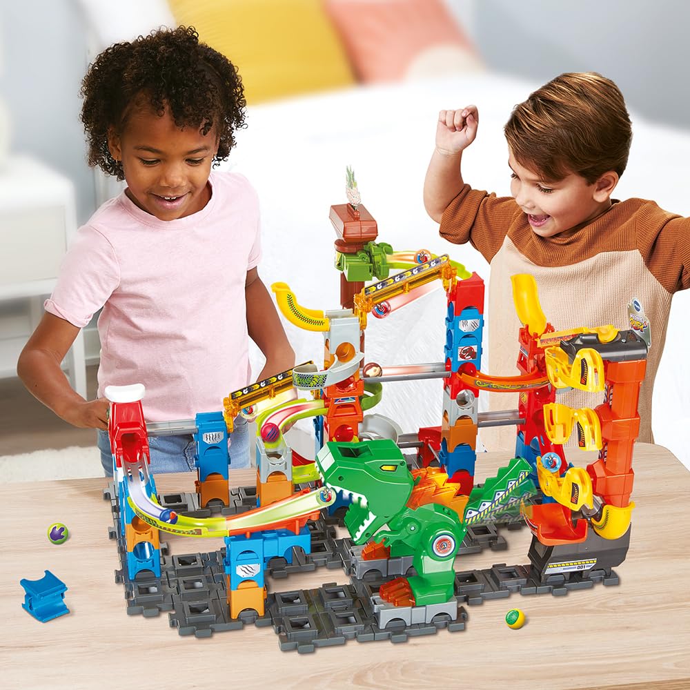 VTech – Juego de construcción magnética Dinosaurio, 100 Unidades, 10 Bolas, Regalo para niños a Partir de 4 años – Contenido en francés