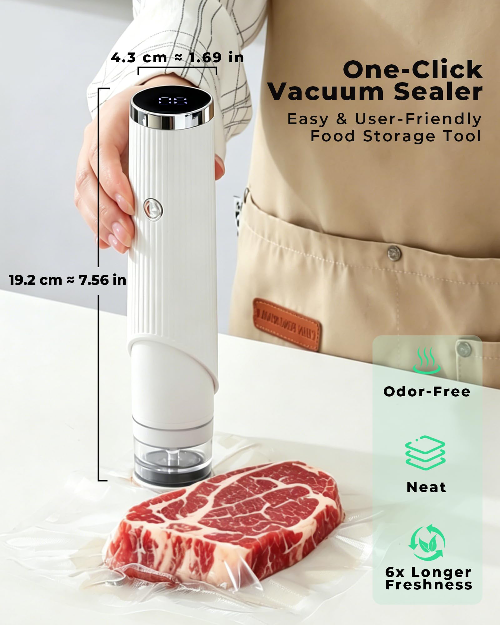 Sigillatrice sottovuoto compatta per alimenti (macchina sottovuoto + 30 sacchetti sottovuoto riutilizzabili) Potente sigillatrice sottovuoto portatile per alimenti con display a LED