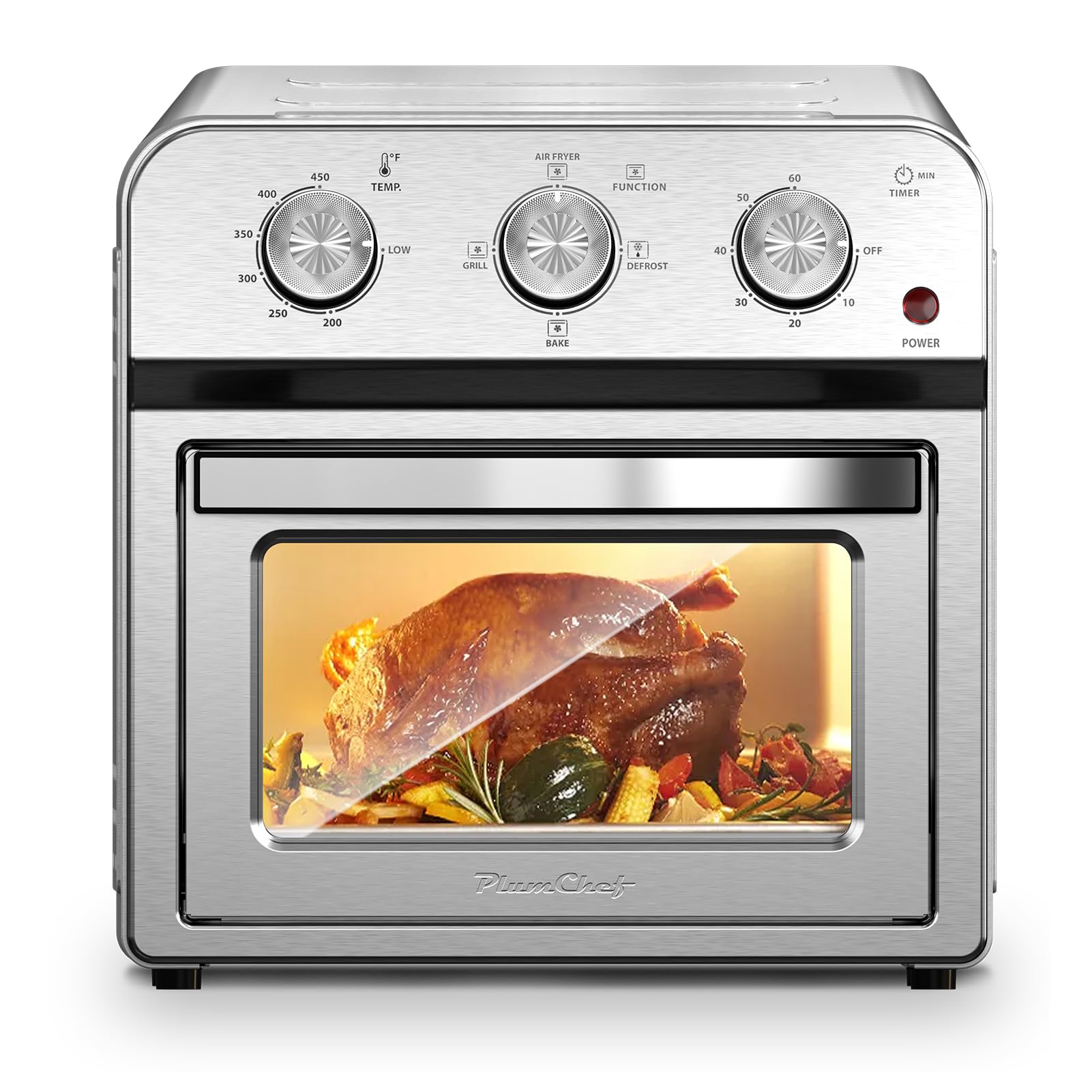 Plum Chef 13QT Air Fryer Oven with food cooking inside