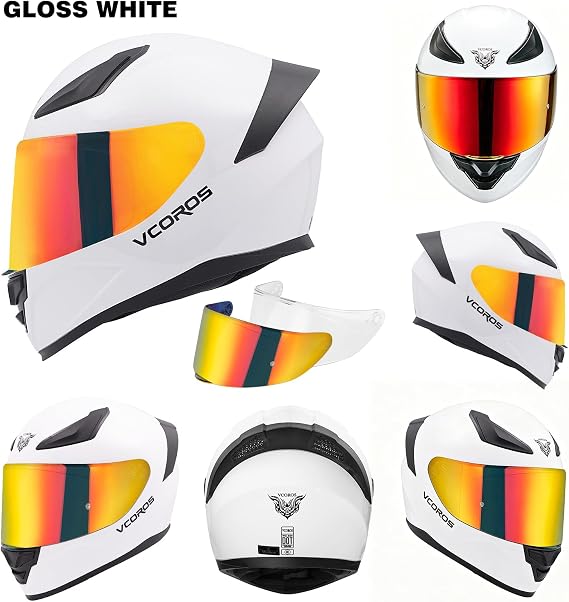 VCOROS Motorcycle Full Face Helmet for Unisex-Adults ECE DOT Approved WS-609 Motorbike Street Bike Racing Helmets