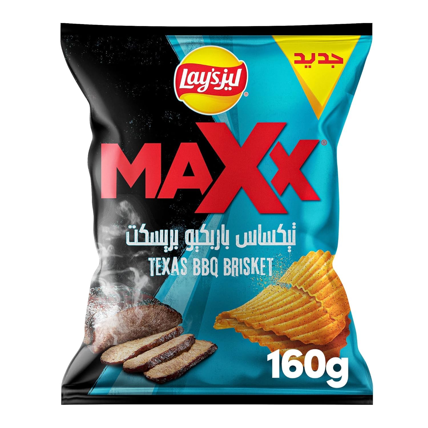 Lays Maxx, Texas BBQ Flavor Potato Chips,160g, Yellow