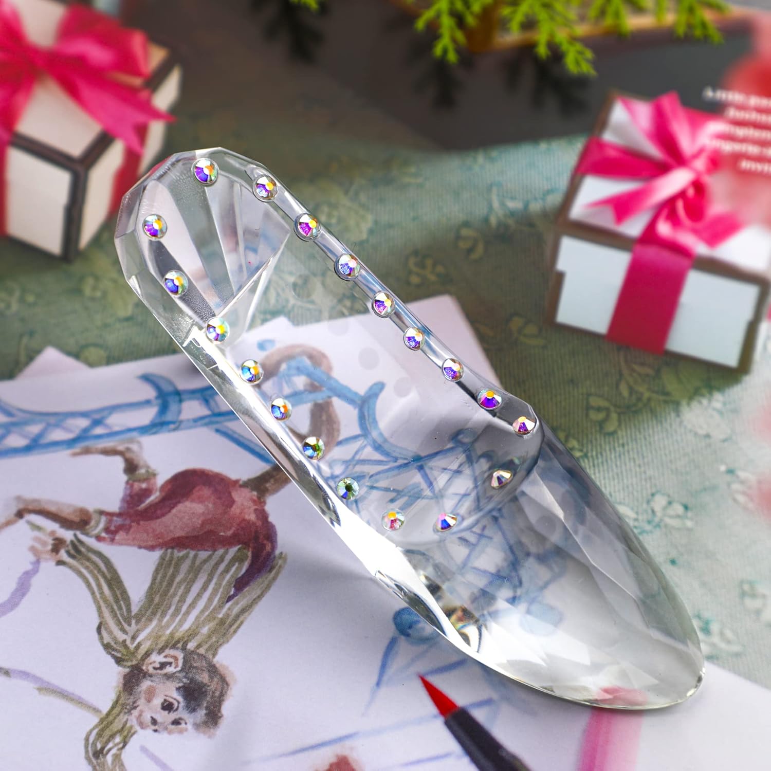 4.6inch Crystal High Heels Shoes Figurine Collectible Art Glass Sculpture Tabletop Ornament Girls Coming-of-Age Ceremony Gift Birthday Party Decorations : Home & Kitchen