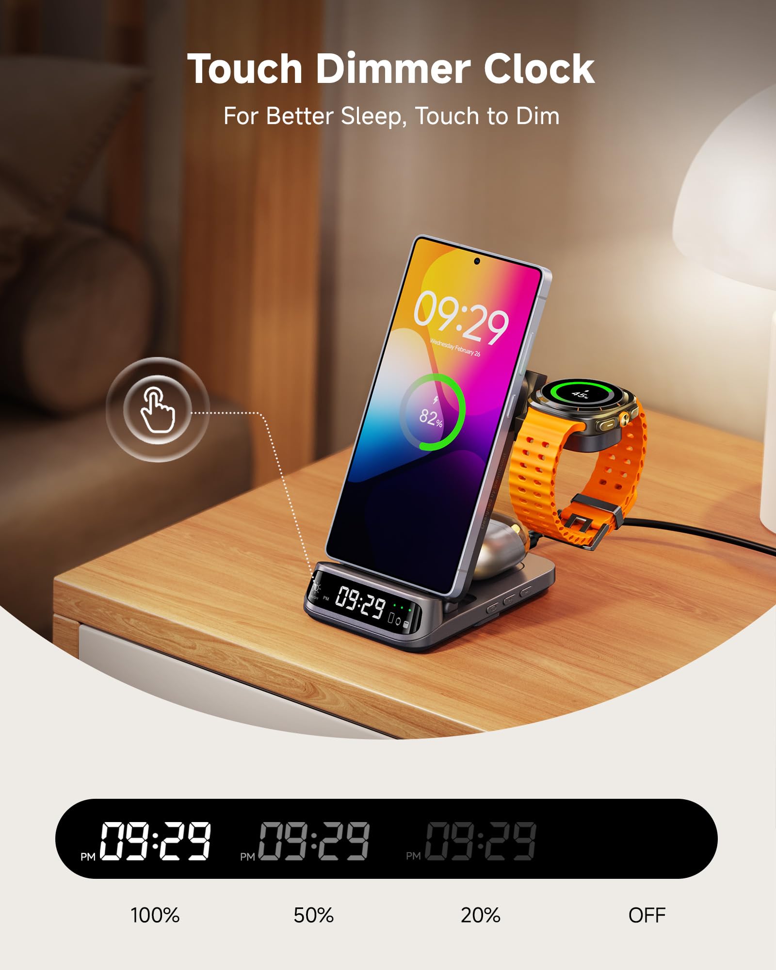 SwanScout Induktive Ladestation, Wireless Charger für Samsung Galaxy S26 Ultra/S26+/S25 Ultra/S25+/S25/S24/S23/S22, für Galaxy Watch Ultra/8/8 Classic/7/6/5/4, Buds4 Pro, SwanScout 708S (Ohne Adapter)