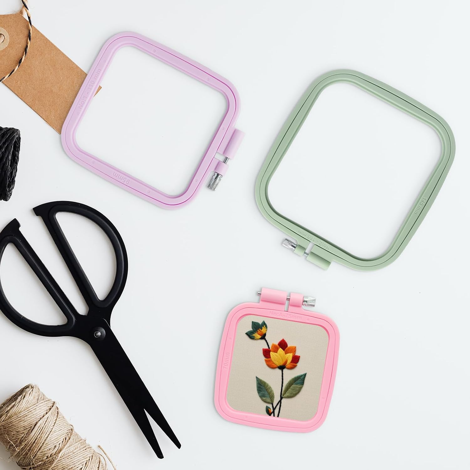 Marvexi 3Pcs Square Plastic Embroidery Hoops
