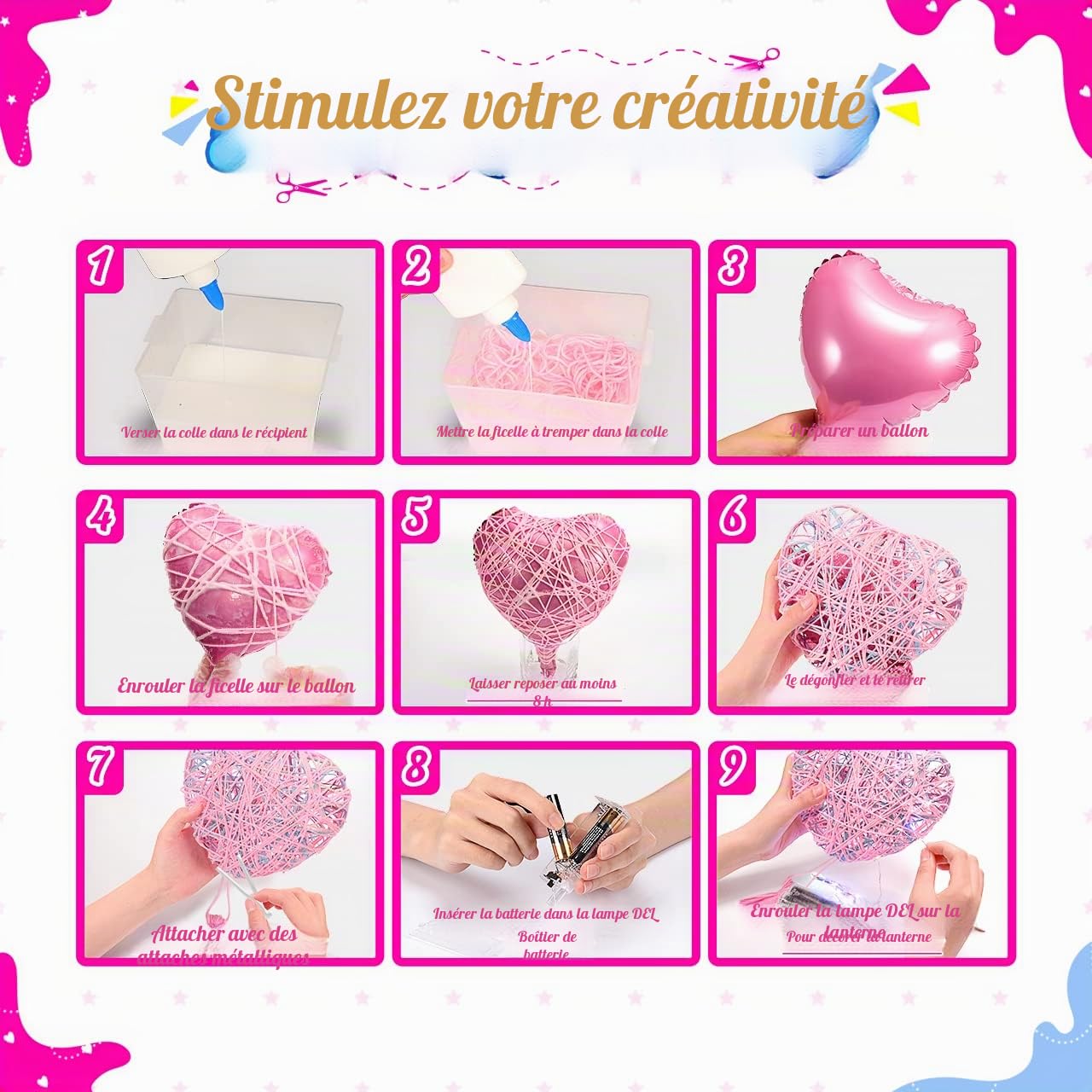 Kit de bricolage 3D pour filles cadeau 8-10 ans, jeux 9-14 ans, lanterne, décorations faites main