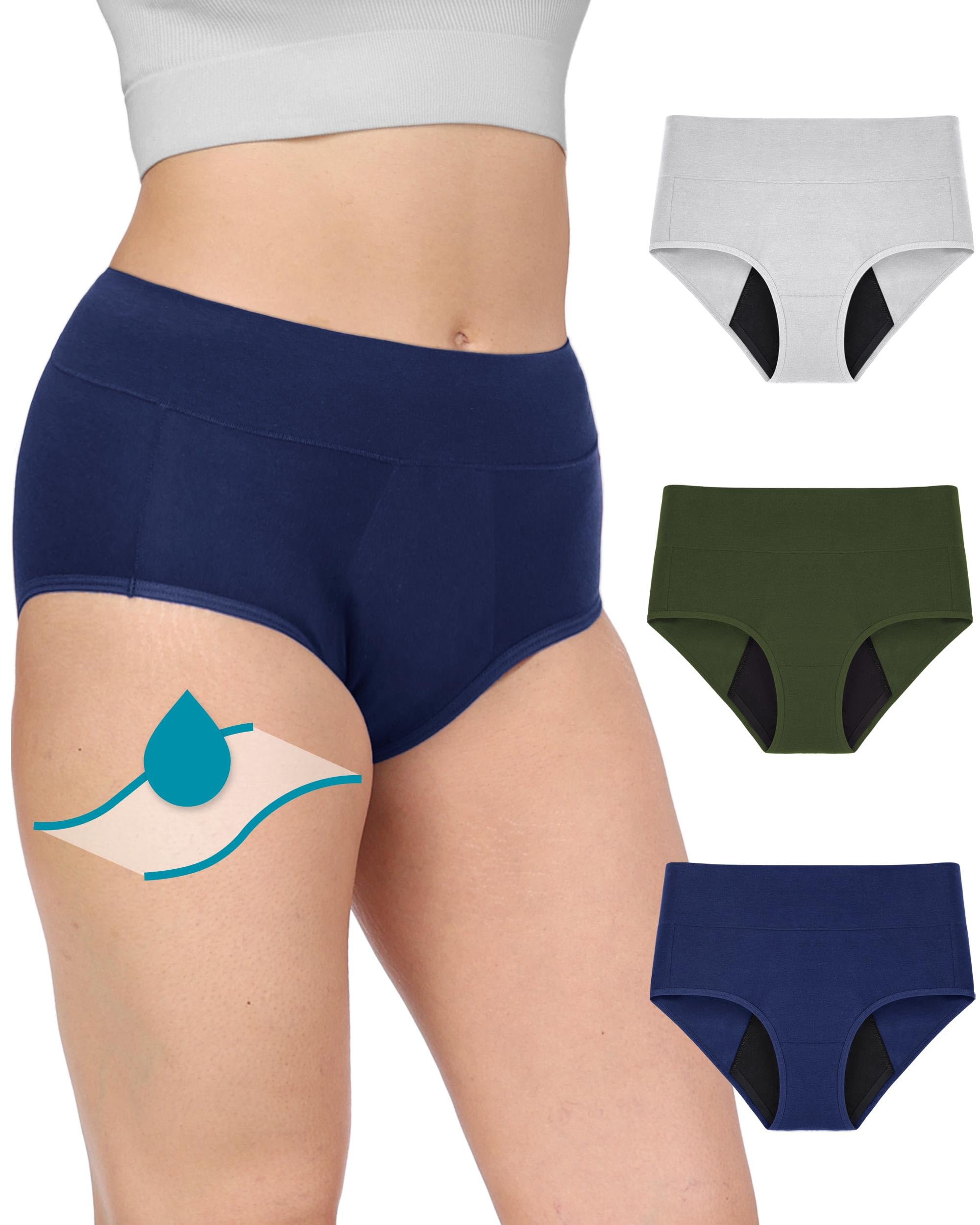 Neione Periodenunterschwäsche Starke Blutung 50ML mit Seitenschutz Damen Baumwolle Slip Hohe Taille