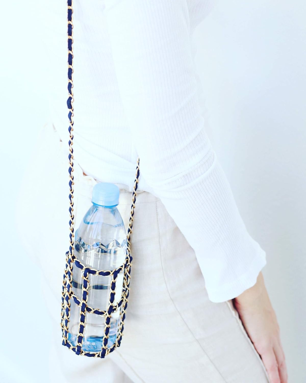 Water Bottle Holder with Strap - Carrier for Hydro Flask, Soda Can, Tumbler and Standard Bottles - Crochet Sling Bag Ideal for Walking, Hiking, Gym and More - Wear Over the Shoulder or Crossbody image 5