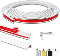 KTINITK 20ft Peel and Stick Vinyl Corner Trim White - 90° Edge Trim for Backsplash Tiles, Kitchen Walls, Furniture & Baby Safety