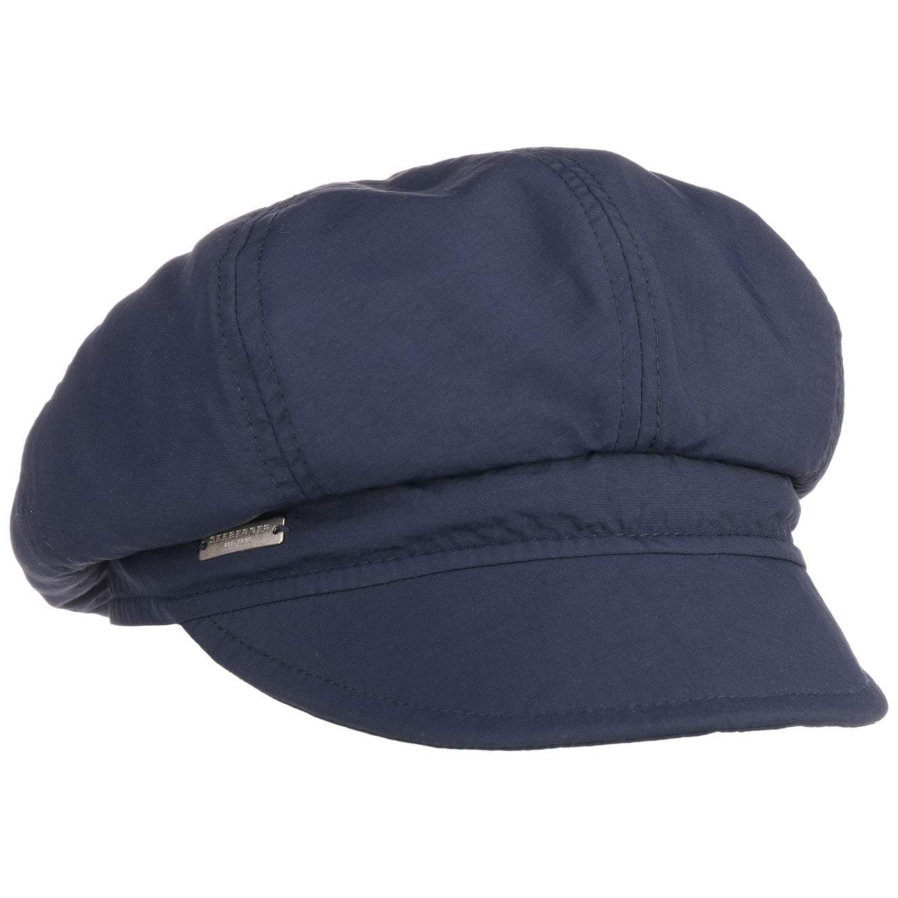Seeberger Rainy Day Newsboy Cap Women - Baker boy hat Winter Summer with Peak, Lining Autumn Spring All-Season - One Size Navy