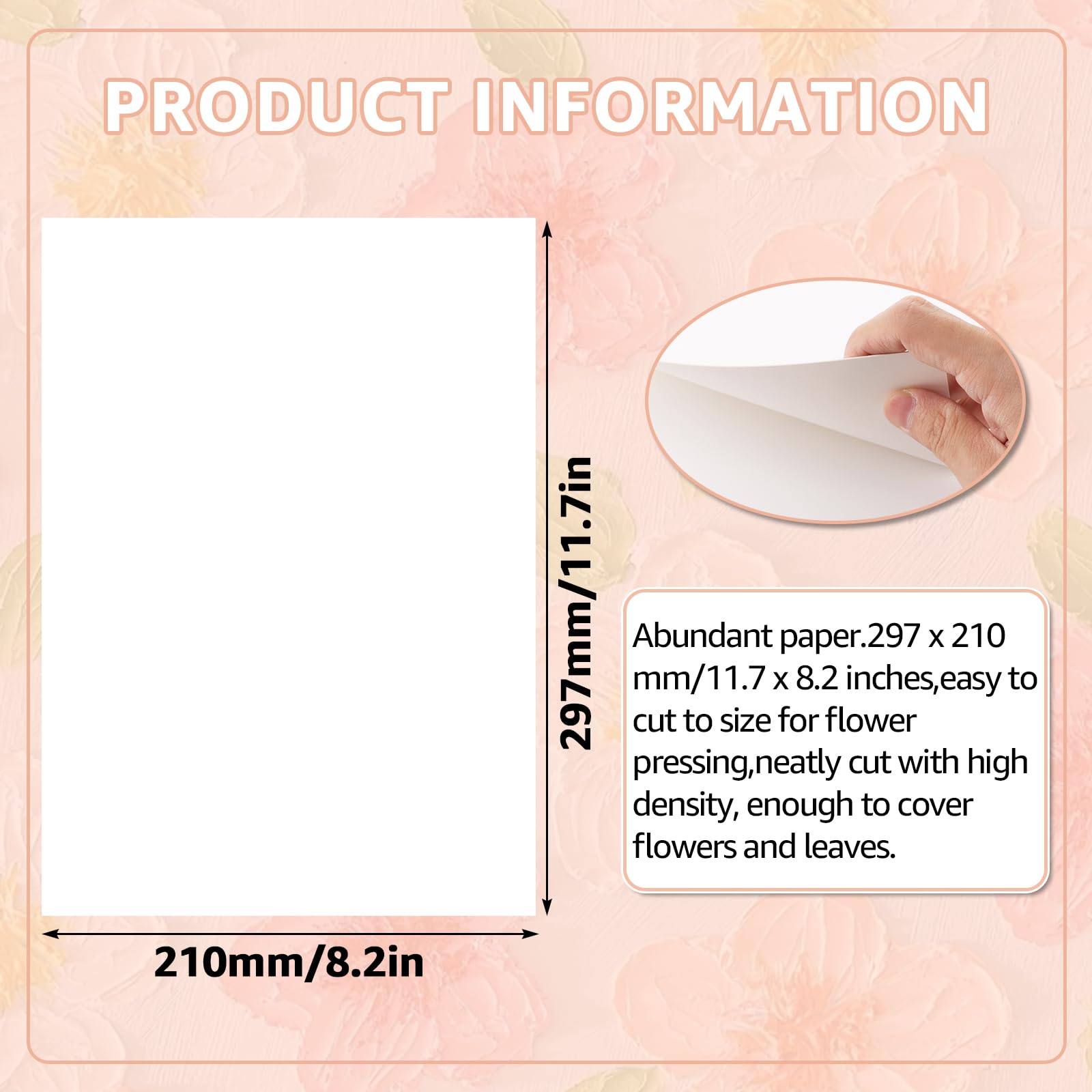 50 Feuilles Papier Buvard A4 Pour Presse à Fleurs - 30x20 Cm - Absorption Haute - Pour Herbier, Fleurs Séchées, DIY