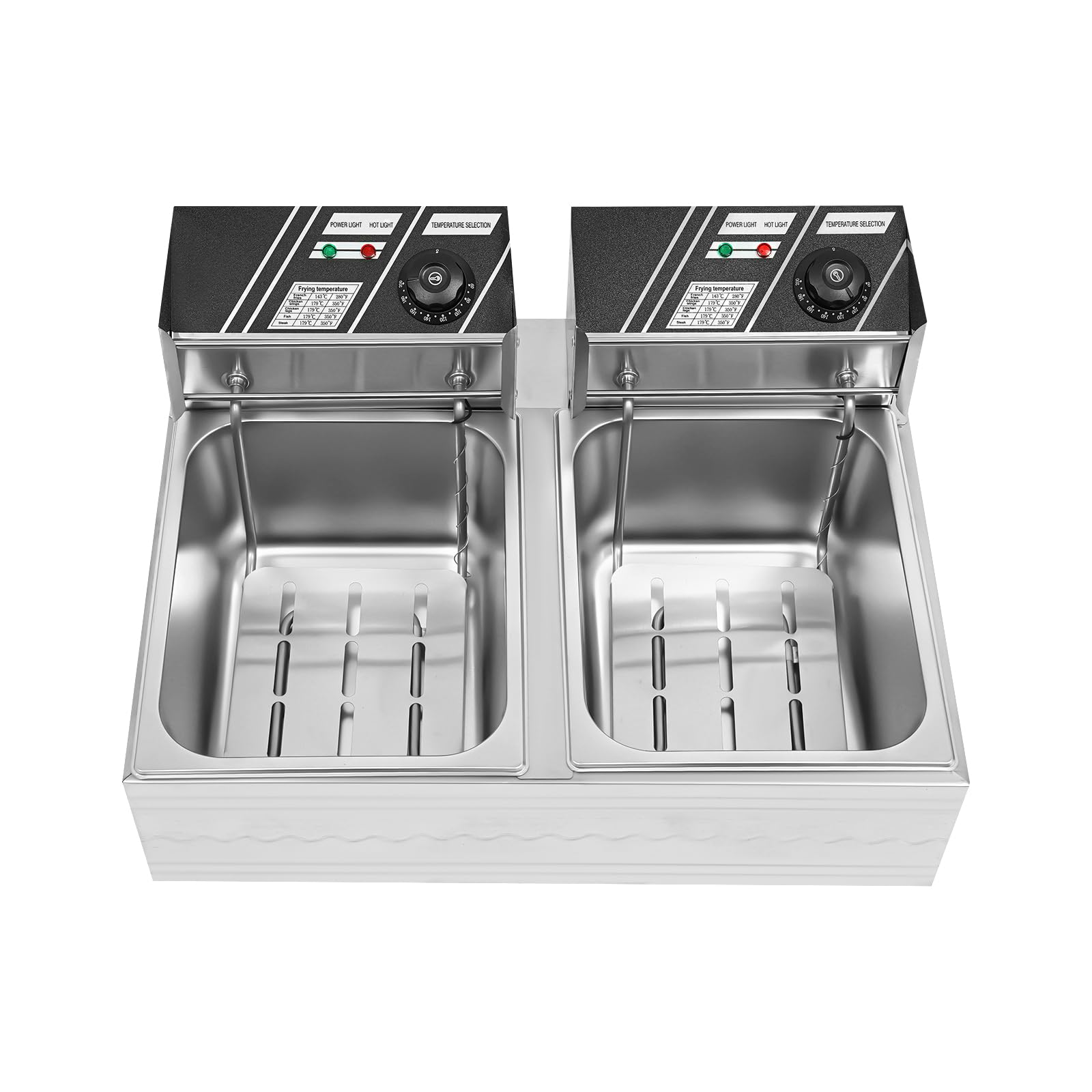 Friggitrice commerciale 12L Friggitrice elettrica Temperatura regolabile 60-200℃ Doppia friggitrice Friggitrice per ristorante Café Bar
