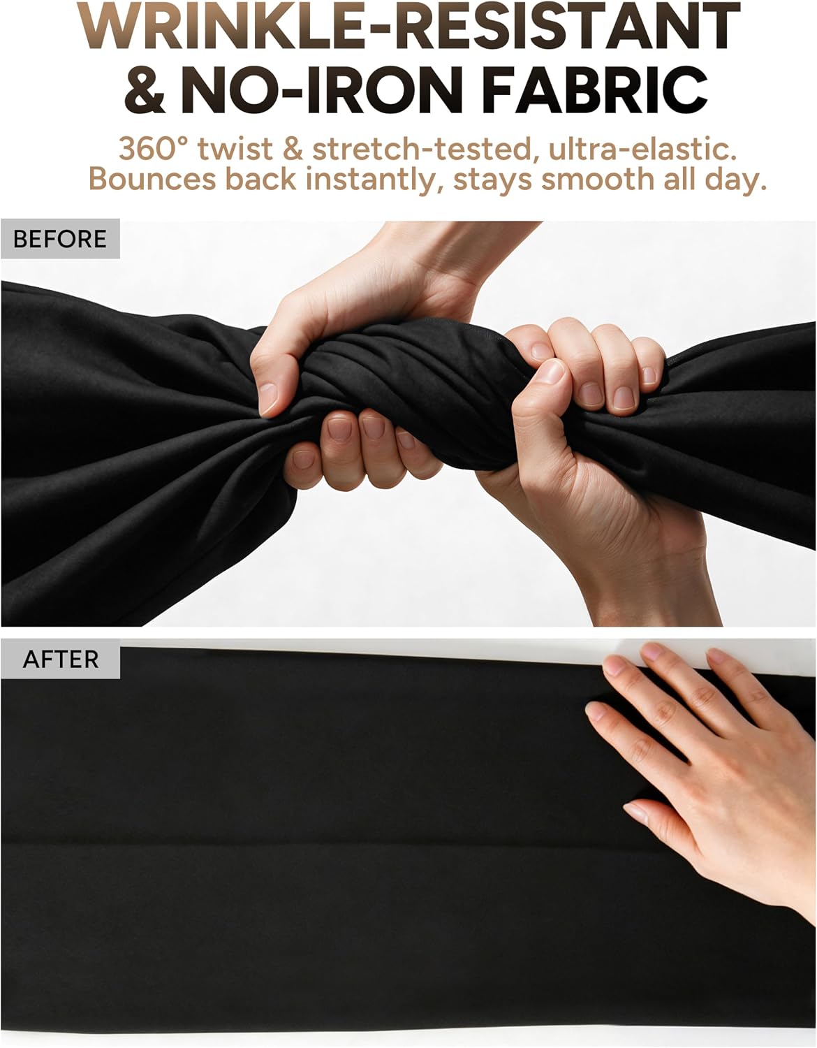 Men's 4-Way Stretch Dress Pants With 2-Inch Expandable Waist Wrinkle-Free