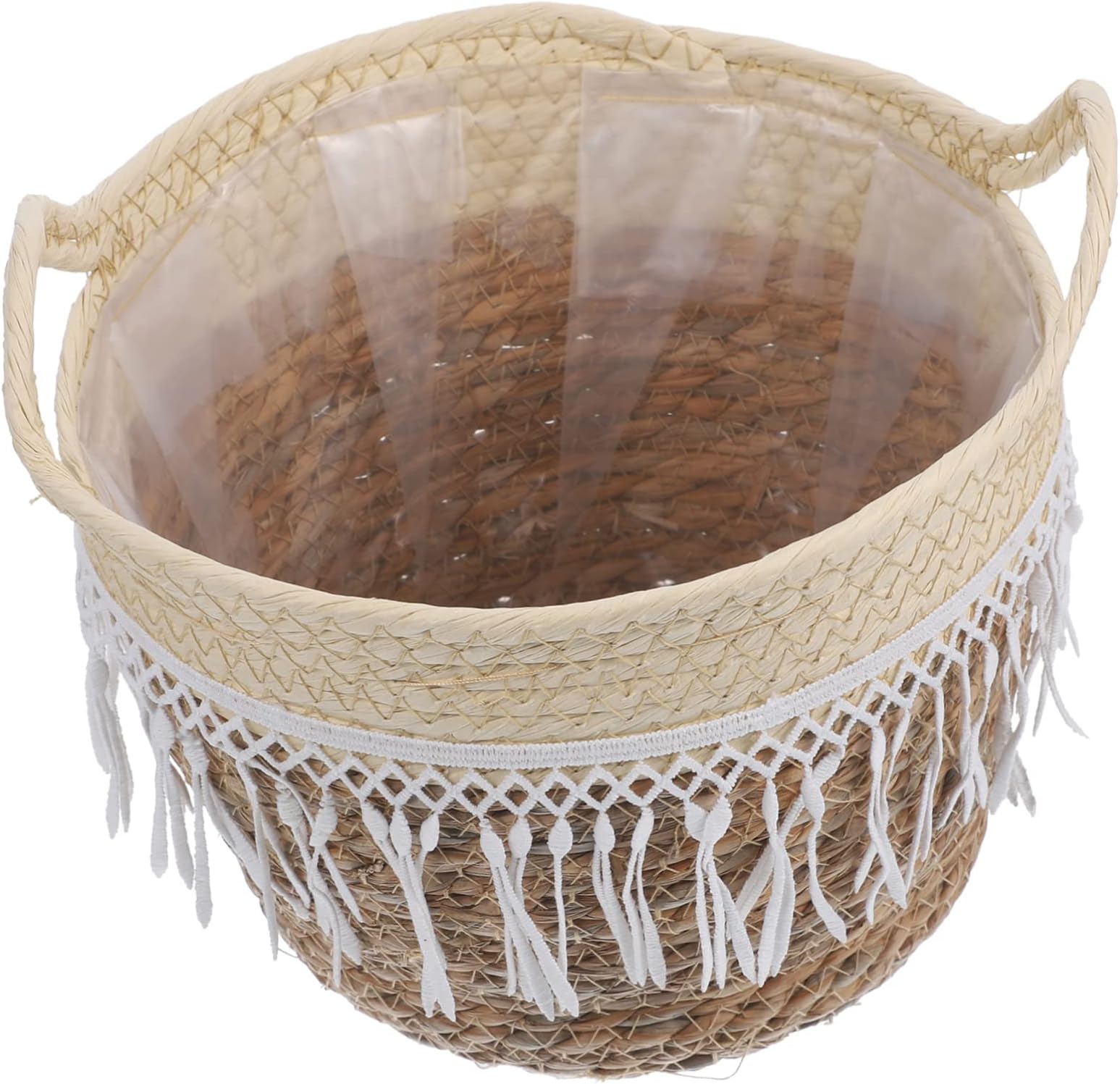 OUNONA ロープ 花 鉢 観葉植物 ライブ 屋内 プラスチック 容器 プラスチック 花 鉢 ガマ 草 花 鉢 カバー 海草 花 鉢 おもちゃ オーガナイザー ホーム 消耗品 織物 植物 容器