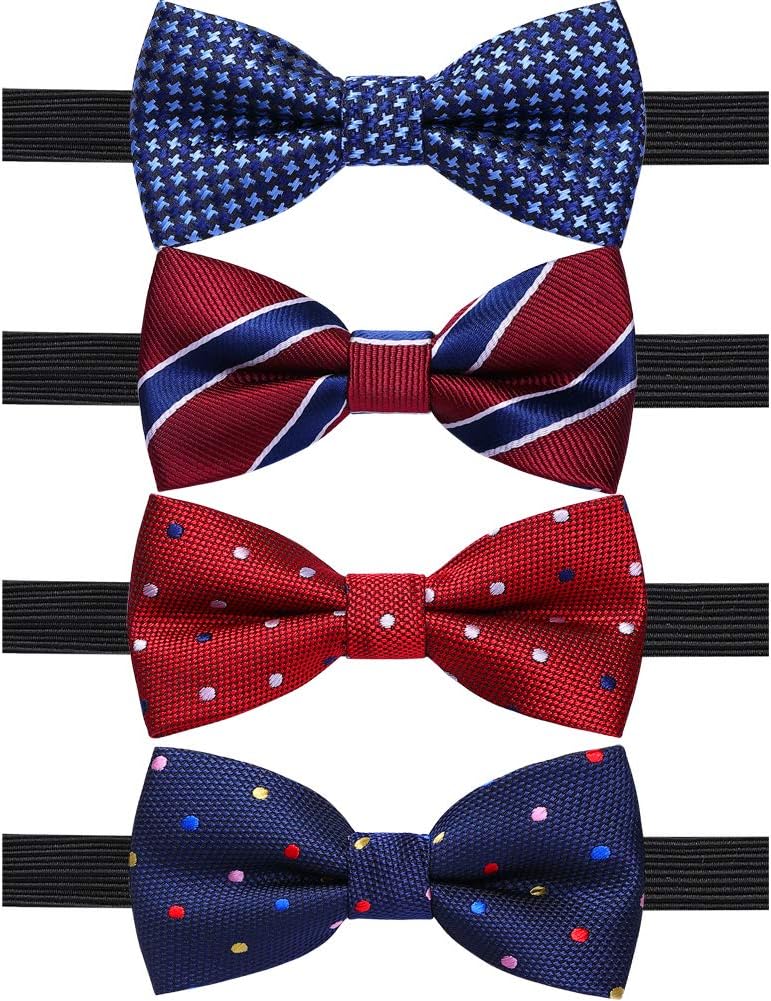 4 Packs Adjustable Pre-tied Bow Tie for Infant baby boys Toddler Child Kids in Different style color