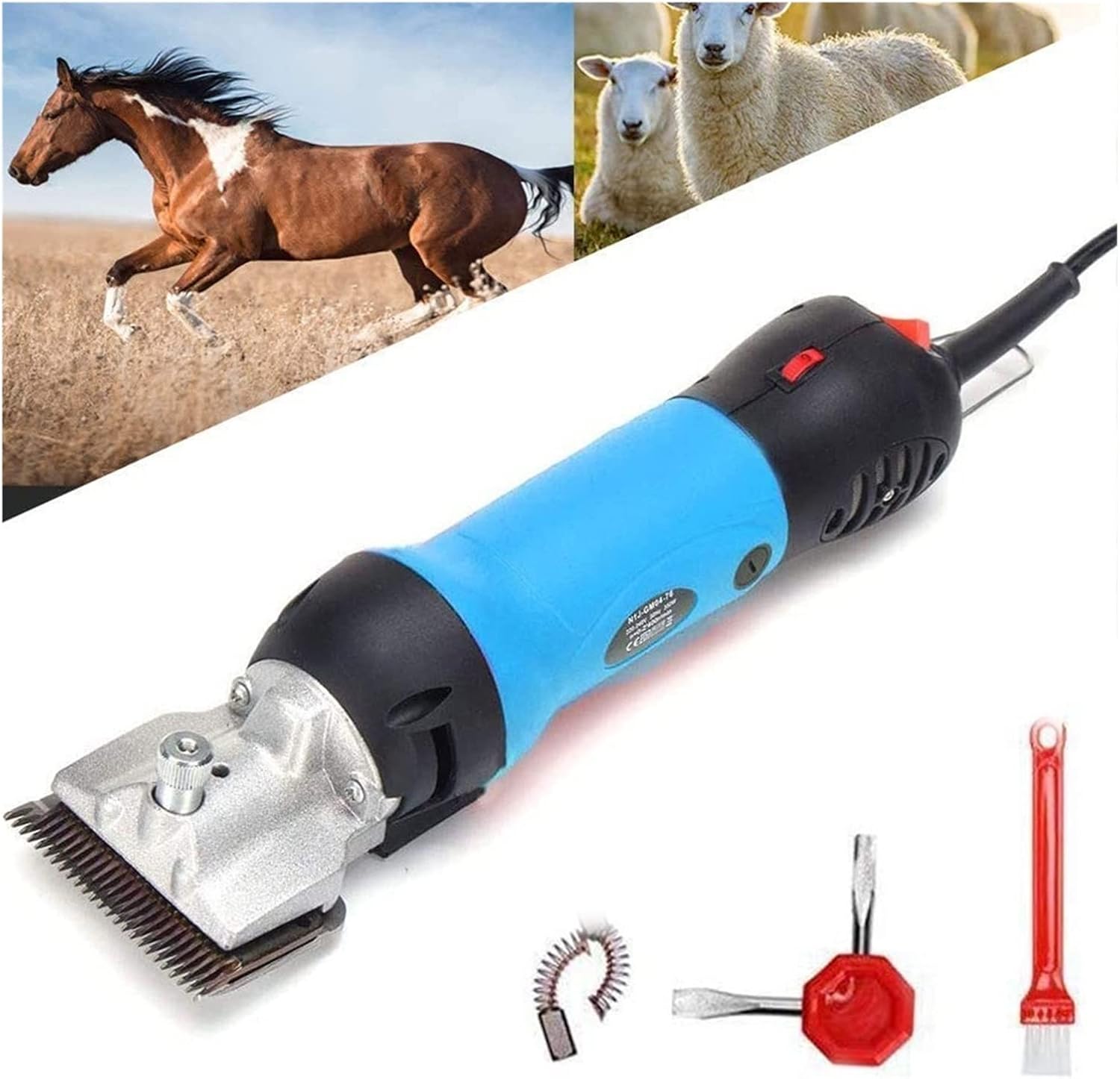 EUNOGO 690W Horse Clippers with 6-Speed Adjustable, Professional Electric Grooming Kit, Heavy Duty Livestock Shearing Machine for Horses Goats Cattle Llamas Alpacas, Farm Animal Trimmer(220V)