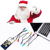 Vista 7 de Cable de carga para teléfono con luz navideña, cable de carga de bombillas de luces navideñas para automóvil, USB-A a tipo C de 55"/10 LED