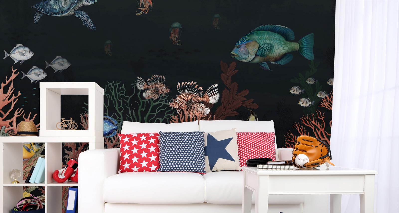 Muralo Papel Pintado en TNT 3D, Coloridos Mundo Submarino - 460x300 cm