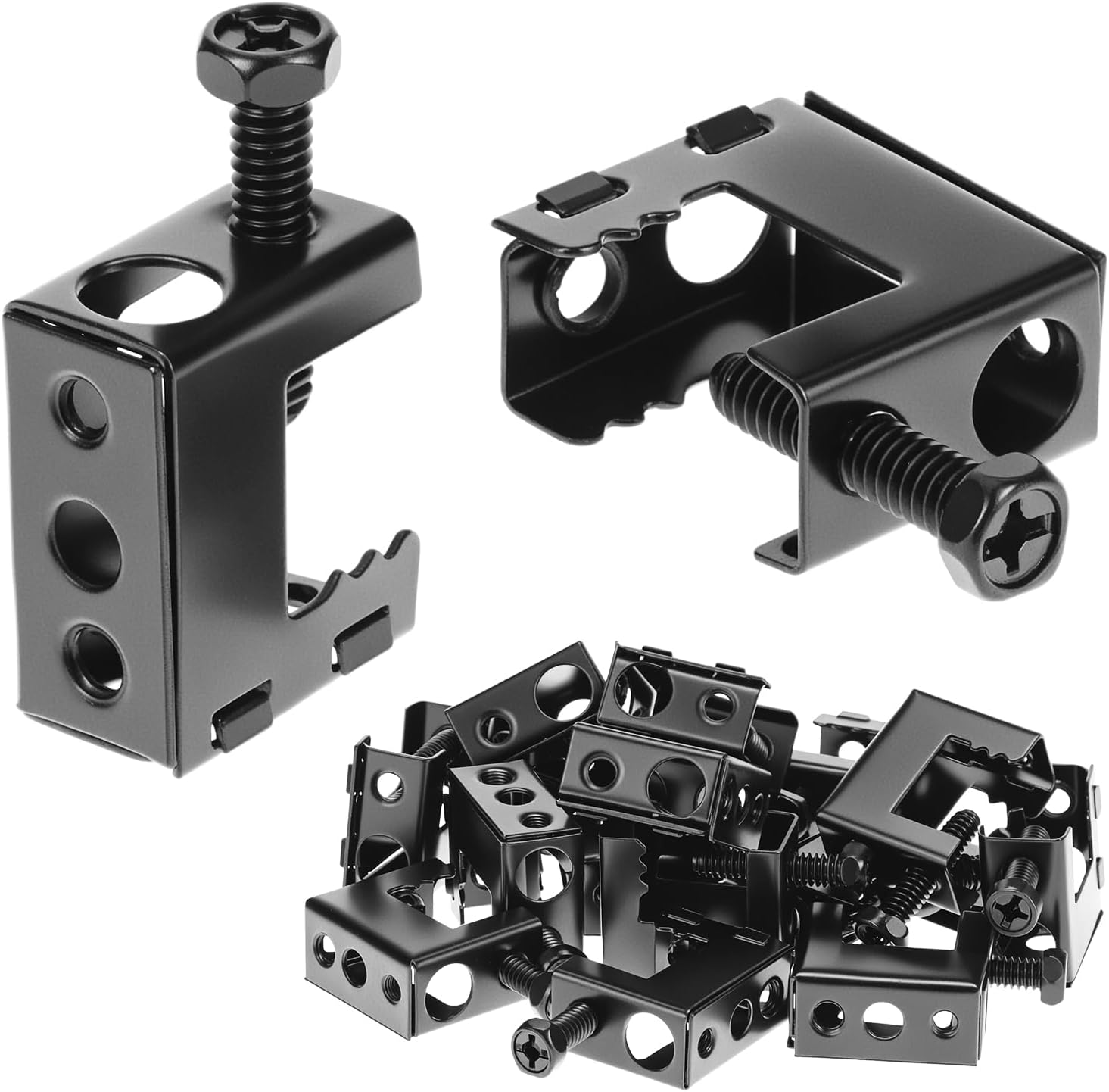 QWORK 50 Pcs 1/4"-20 Spring Steel Beam Clamps Metal Beam Hangers, Support 1/2" Beam Flange with 1/4'' & 3/8'' Bolt Compatibility, for Pipe Cable Woodworking Tool