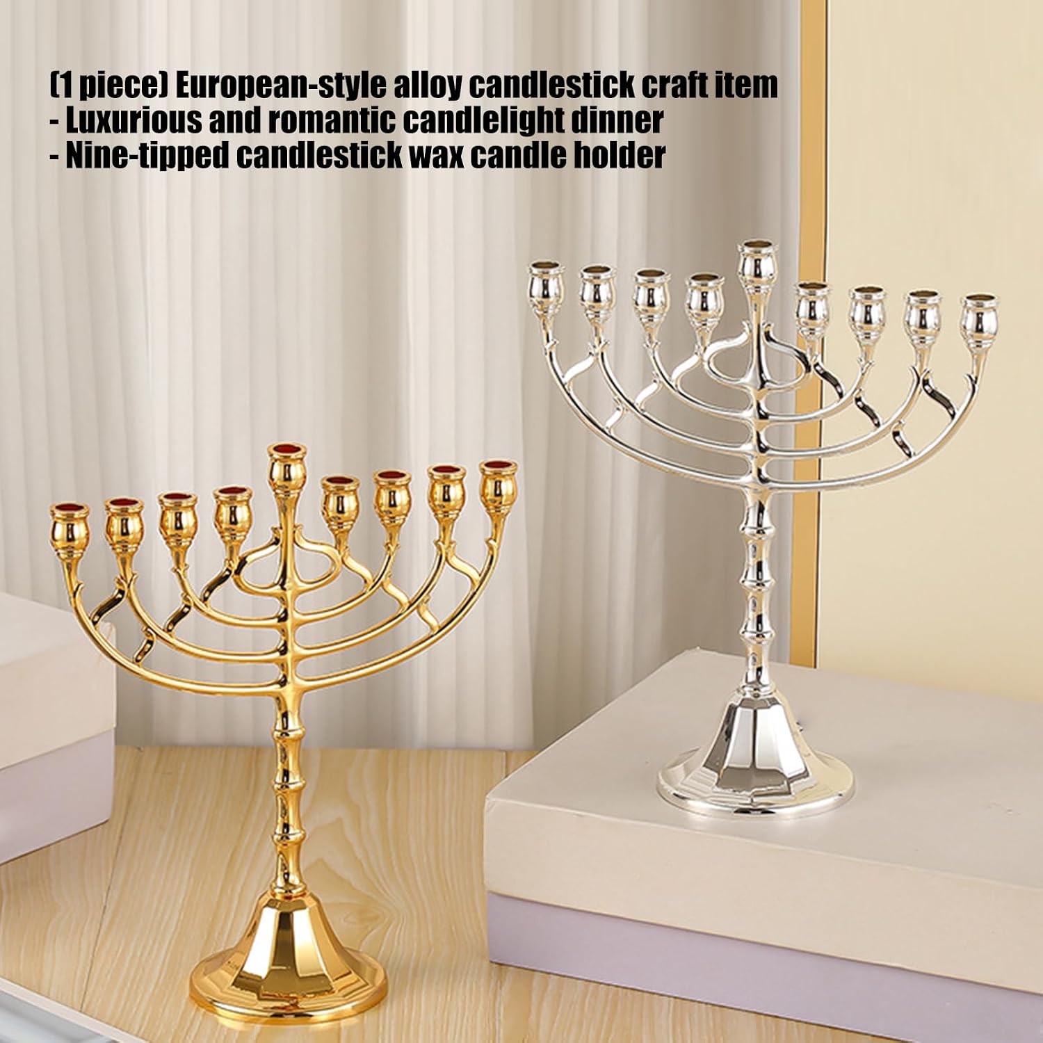 9 Branch Menorahs Hanukkah for Shabbat, Tabernacle, Menorahs Holders for Chanukah, Jewishes Party Decorations Hanukkah