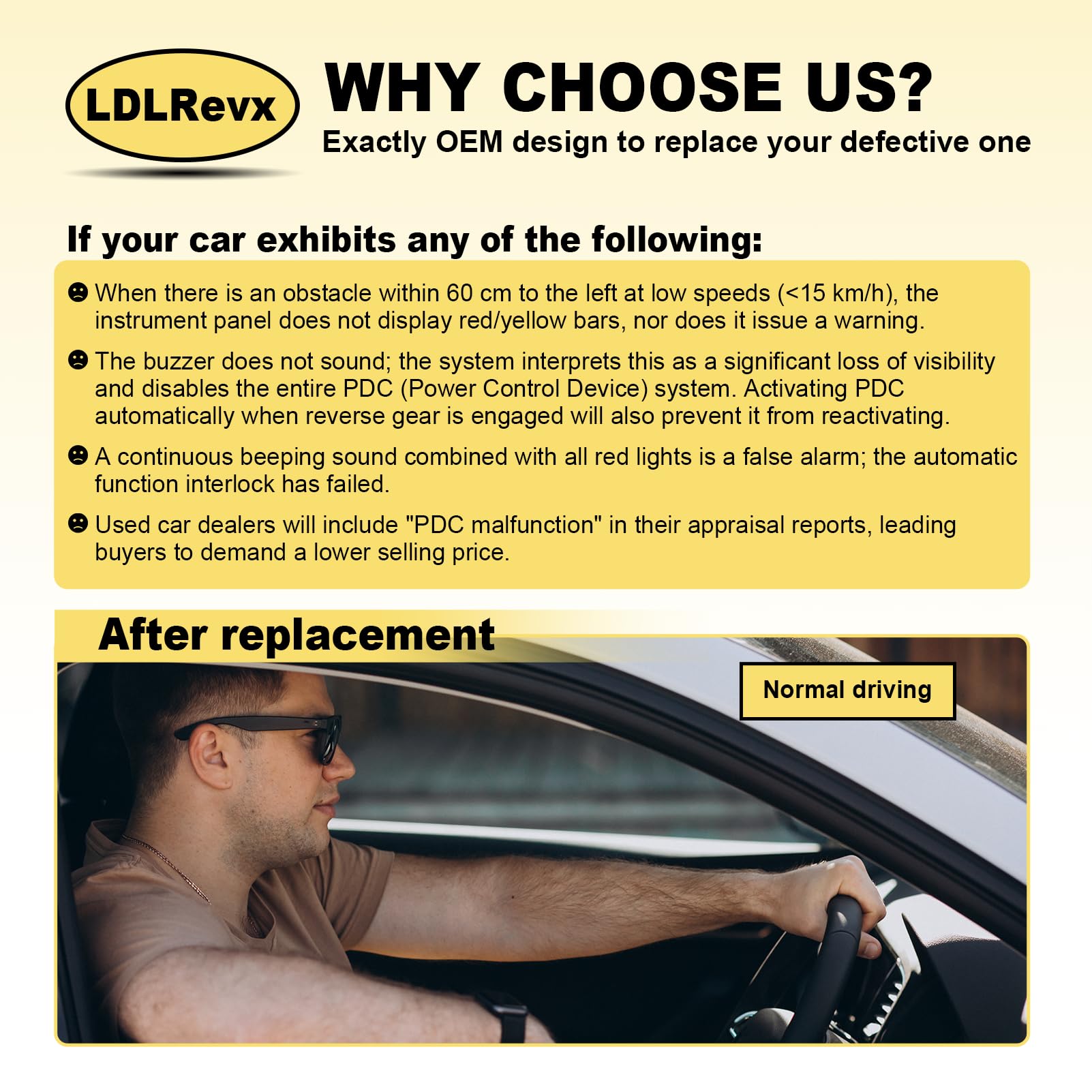 LDLRVeX Sensore parcheggio posteriore per Audi A3 1.4L–2.0L 2013, BMW X3 F25 1.6L–3.0L 2010–2017 e Octavia III 5q0919275a, 3 pin, sensori assistenza park assist