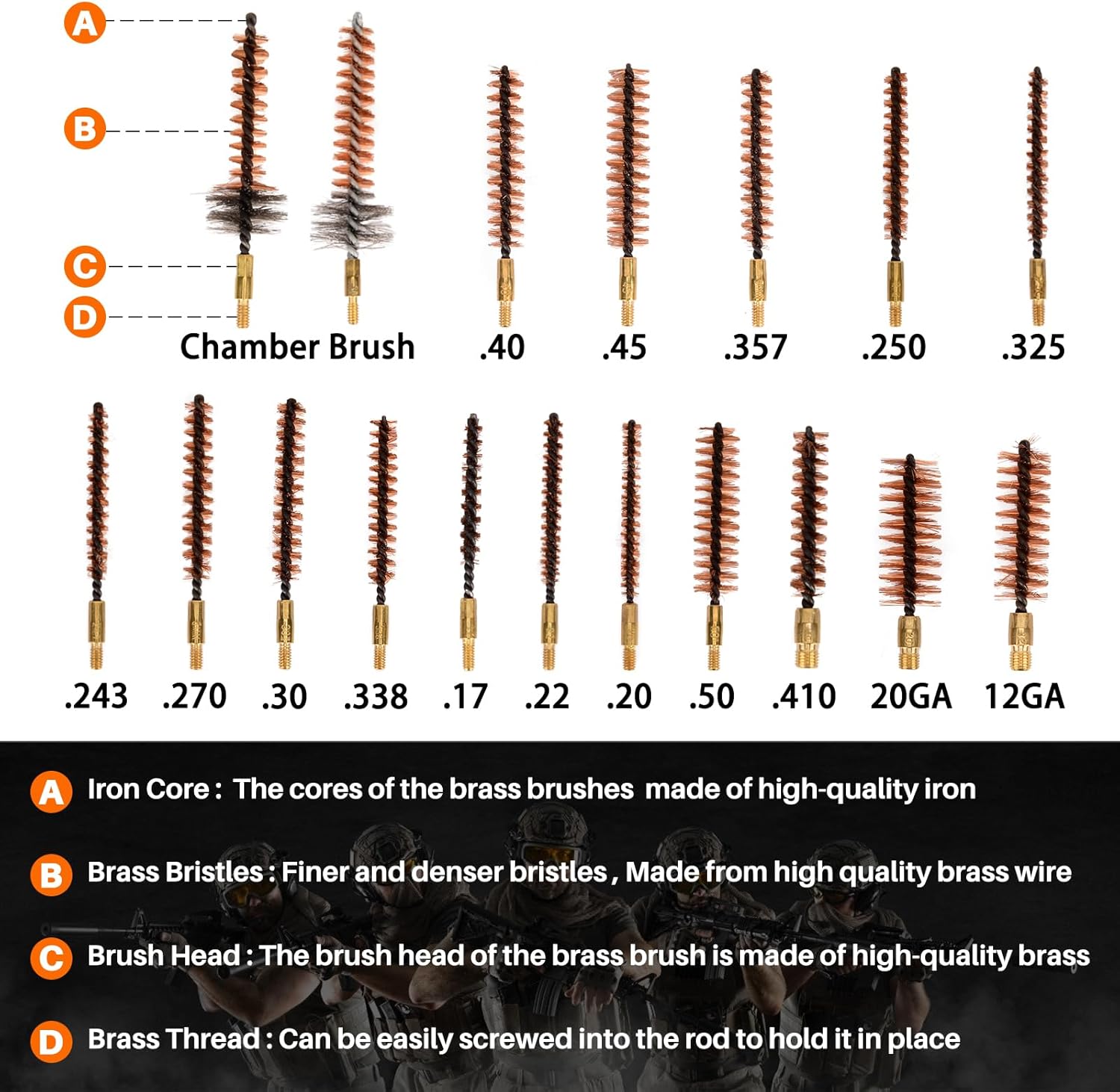 Raiseek Gun Cleaning Kit Universal Gun Cleaning Kit Rifle Handgun Shotgun Pistol Cleaning Kit for All Guns with Denser Brass Brushes, Mops, Jags,Rods,Ropes and Travel Size Gun Range Bag