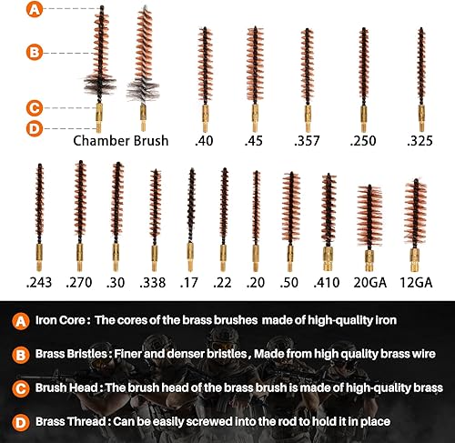 Miniatura 3 de Raiseek Kit de limpieza universal de pistola de limpieza de pistola, kit de limpieza de pistola de rifle para todas las pistolas con cepillos de