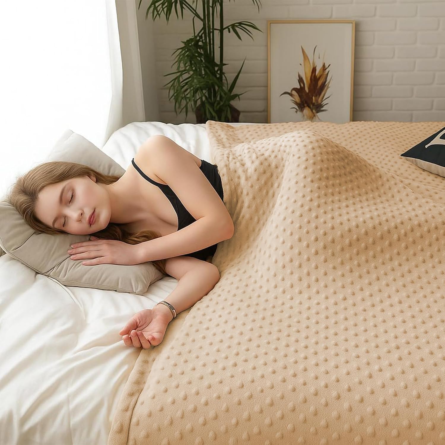 Grounding Blanket, Grounding Fleece Throw with Silver Conductive Layer - Natural Relaxation for Sleep Support, Tension Release,Comfort (Includes Grounding Cord) (Brown, 50 * 60in)