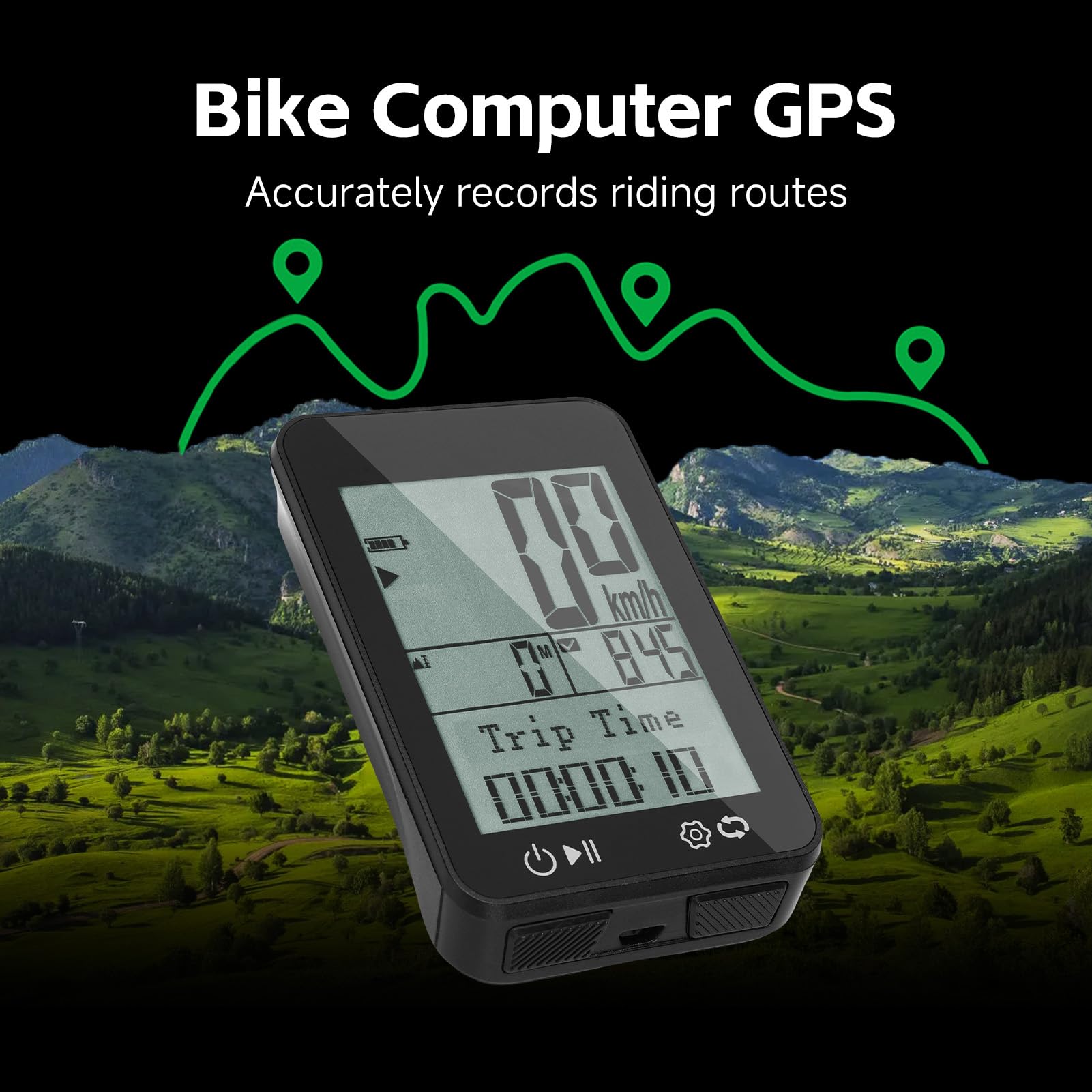 GPS IPX7 Bike Counter, Rain -Watered, 2,4 -pollici Schermo FSTN, Guida Notturna, Distanza, velocità, Altitudine, Tempo, Contachilometri e Contanti della velocità