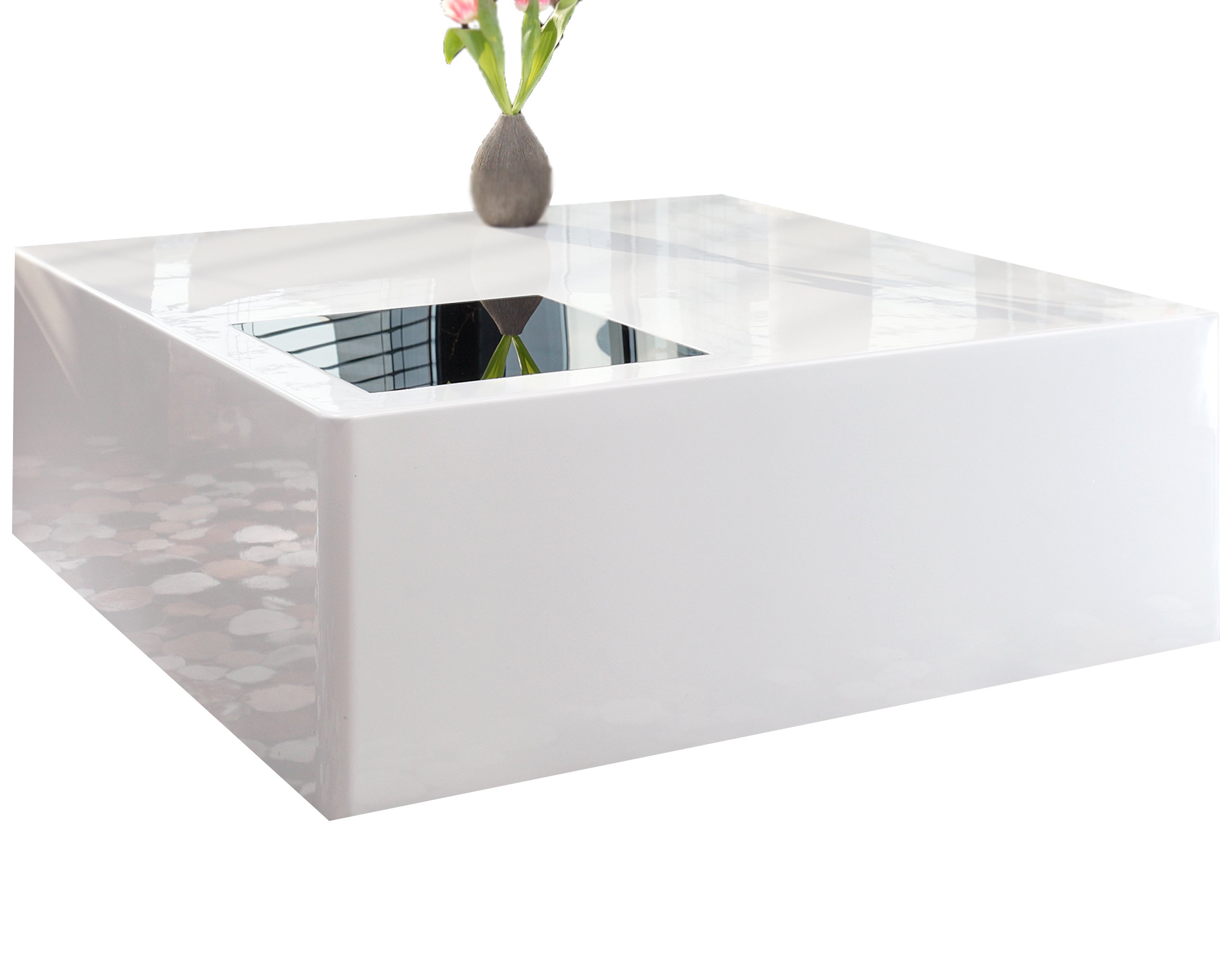 SalesFever Blox Coffee Table White High Gloss MDF 100 x 100 cm