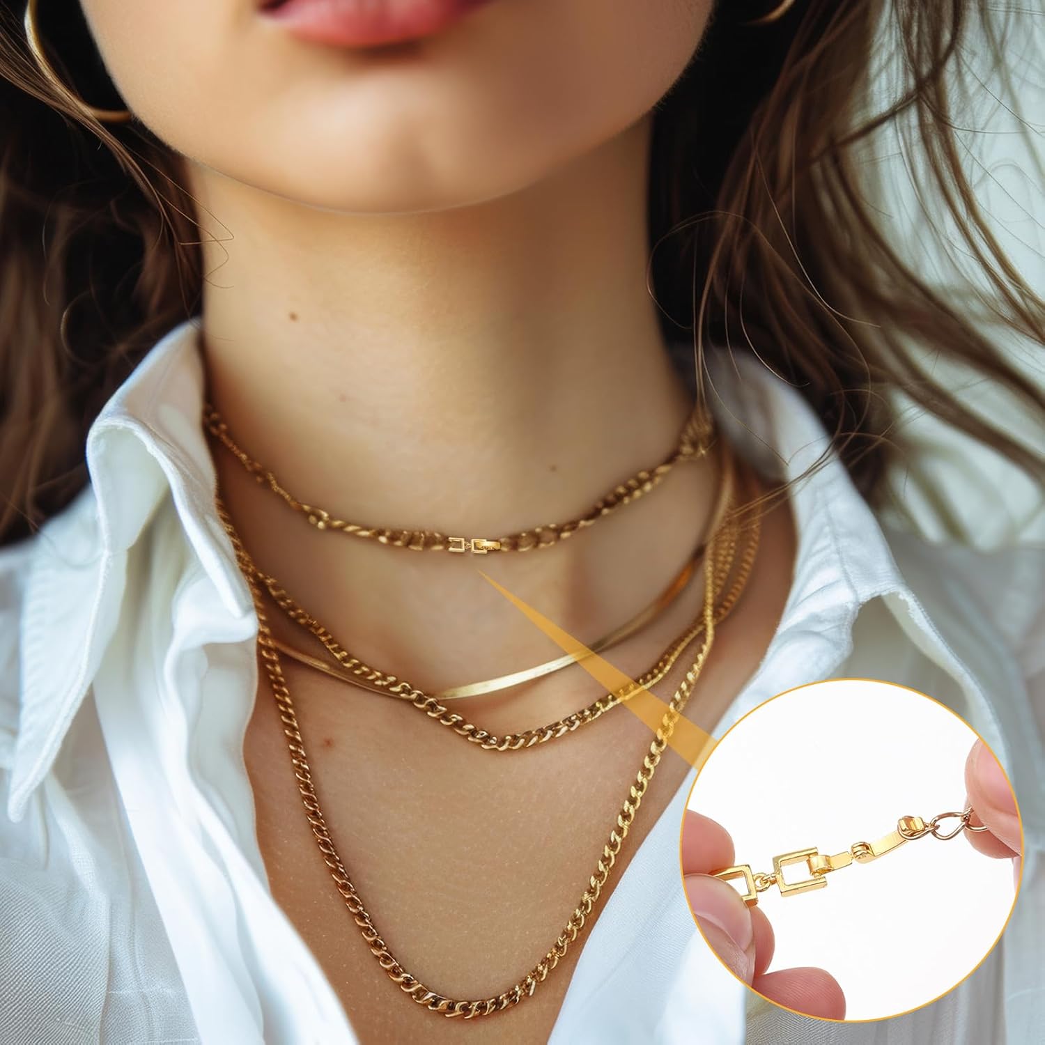 Grevosea 4 Pcs Necklace Extenders for Women, Gold Necklace Extender Bracelet Extender Foldover Extension Jewelry Clasps for Women Necklaces Bracelets Anklets Jewelry Making Repair Kit - Image 6