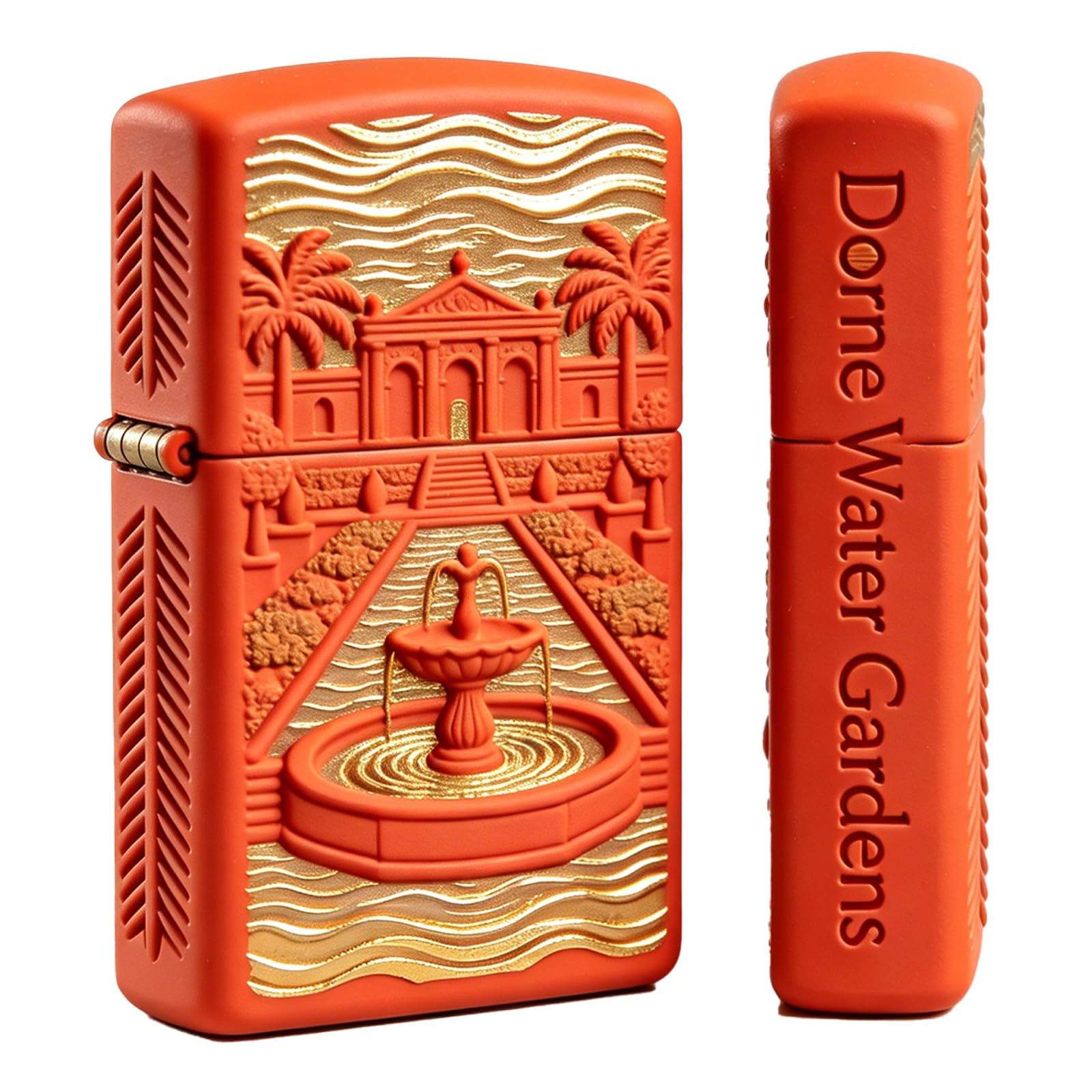 Reusable Fountain Palace Carved Kerosene Lighter Vintage Wheel Grinding Flip Top Lighter for Outdoor Camping (E)
