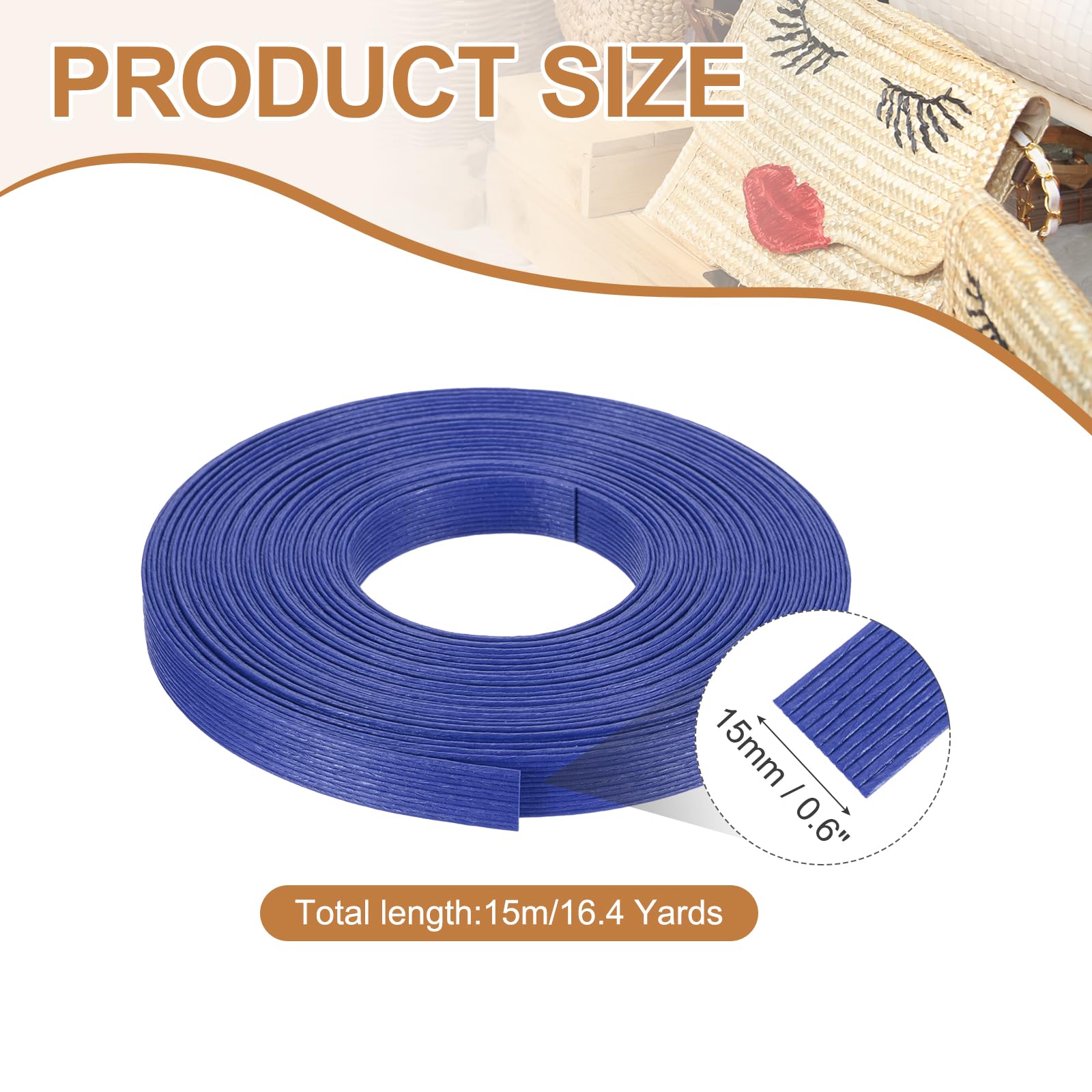 PATIKIL 16.4 Yards x 0.6" Paper Rattan Weaving Cane - Image 2