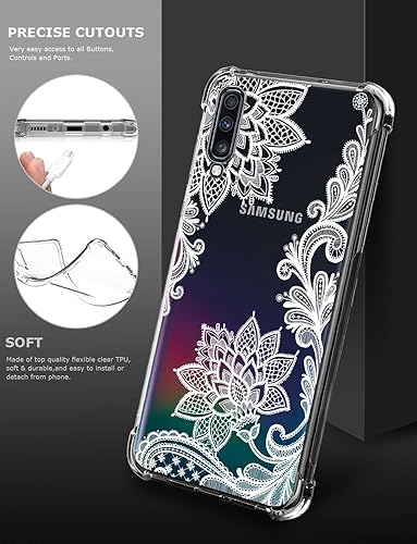 Miniatura 5 de Funda transparente floral para Galaxy A70 para mujeres y niñas, bonita funda de teléfono para Samsung Galaxy A70 (2019), diseño de flores