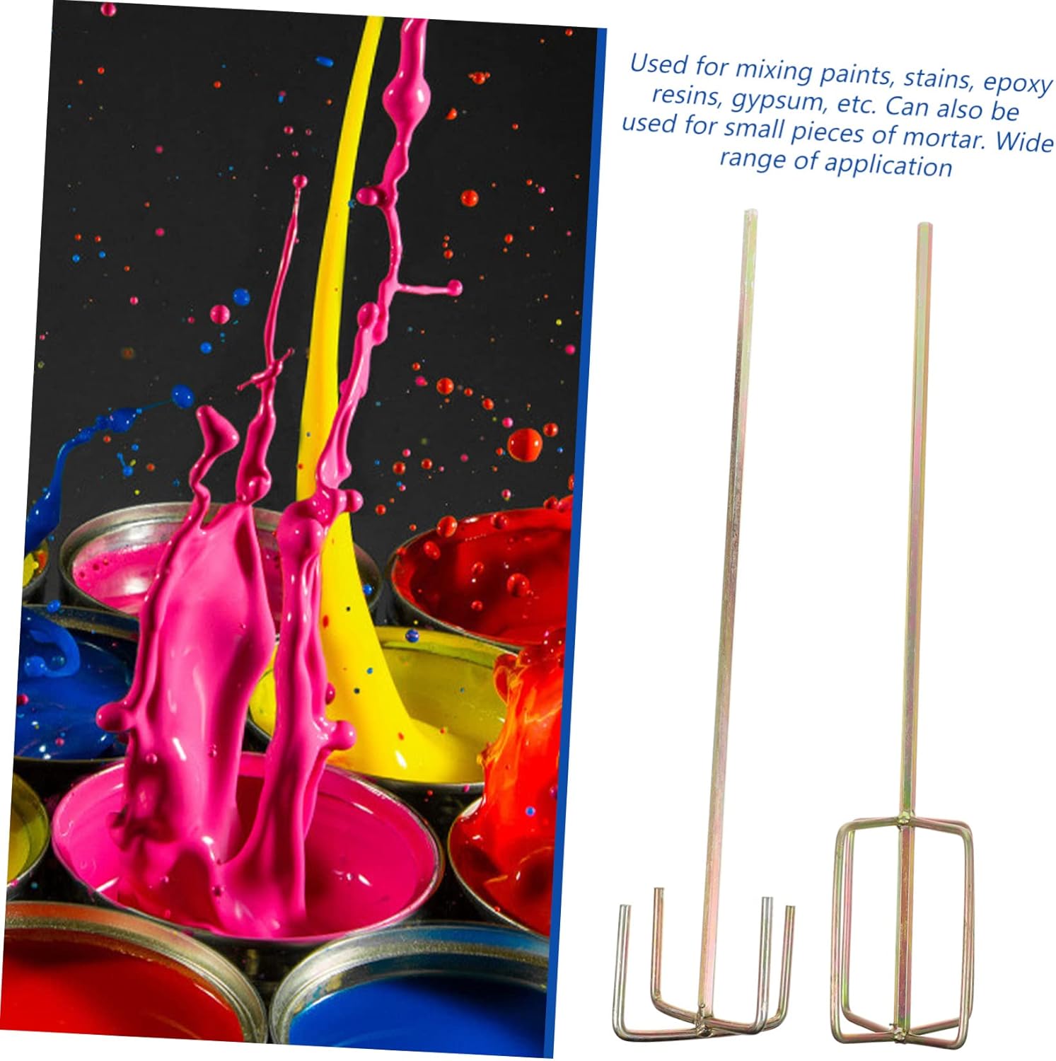 jojofuny Drill Mixer Attachment 2pcs Mud Mixer Paddle for Concrete Drywall Paint High Hardness Sturdy
