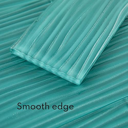 Vista 30 de Lovdeco Azulejo de cristal de metro, 3 x 6 pulgadas, 4 pies cuadrados, vidrio verde azulado oscuro para pared de baño y cocina, paquete de 32